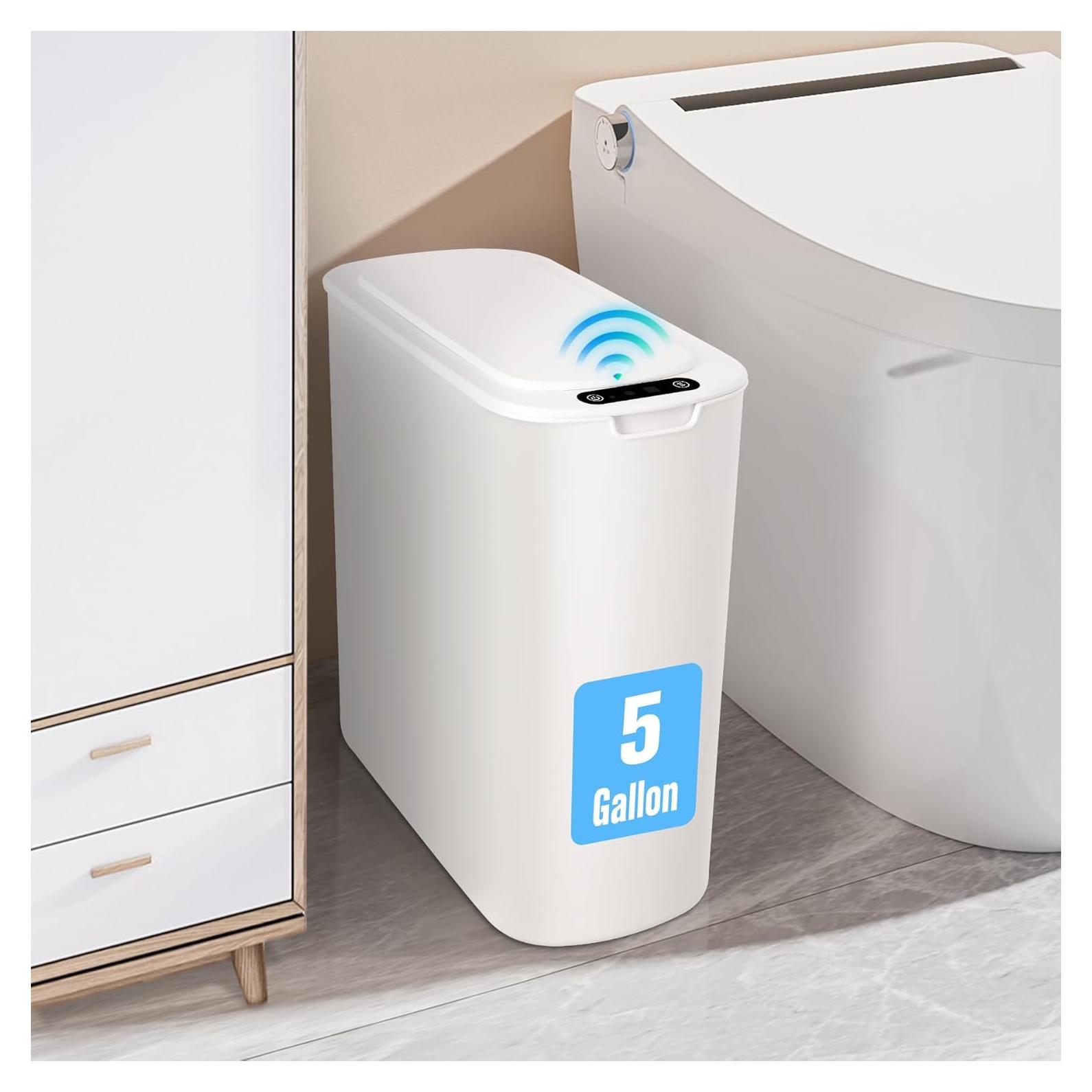 Cubo de Basura Automático Cesun 5 Galones Blanco con Sensor