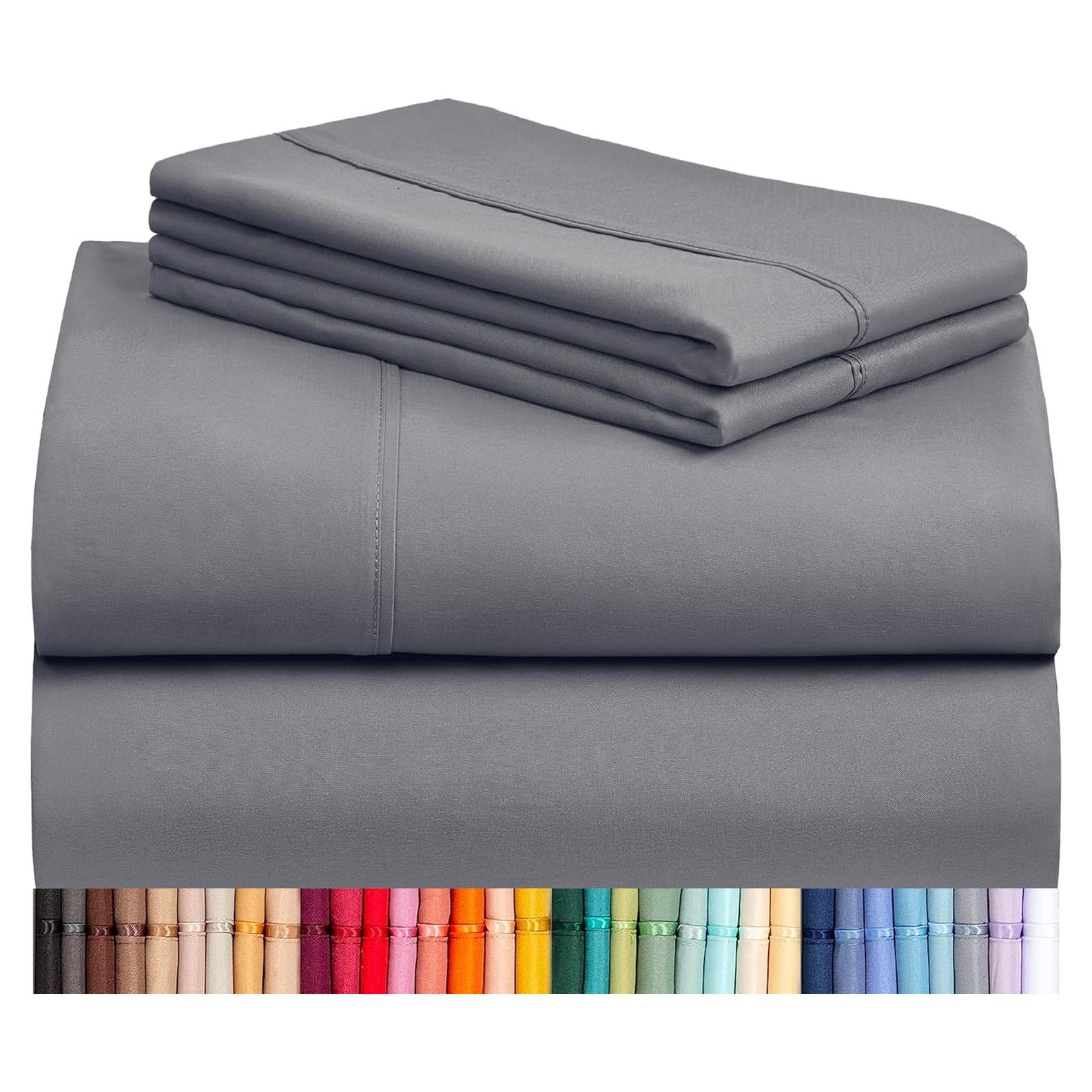 Juego de Sábanas LuxClub 4 Piezas Queen Microfibra Gris Claro