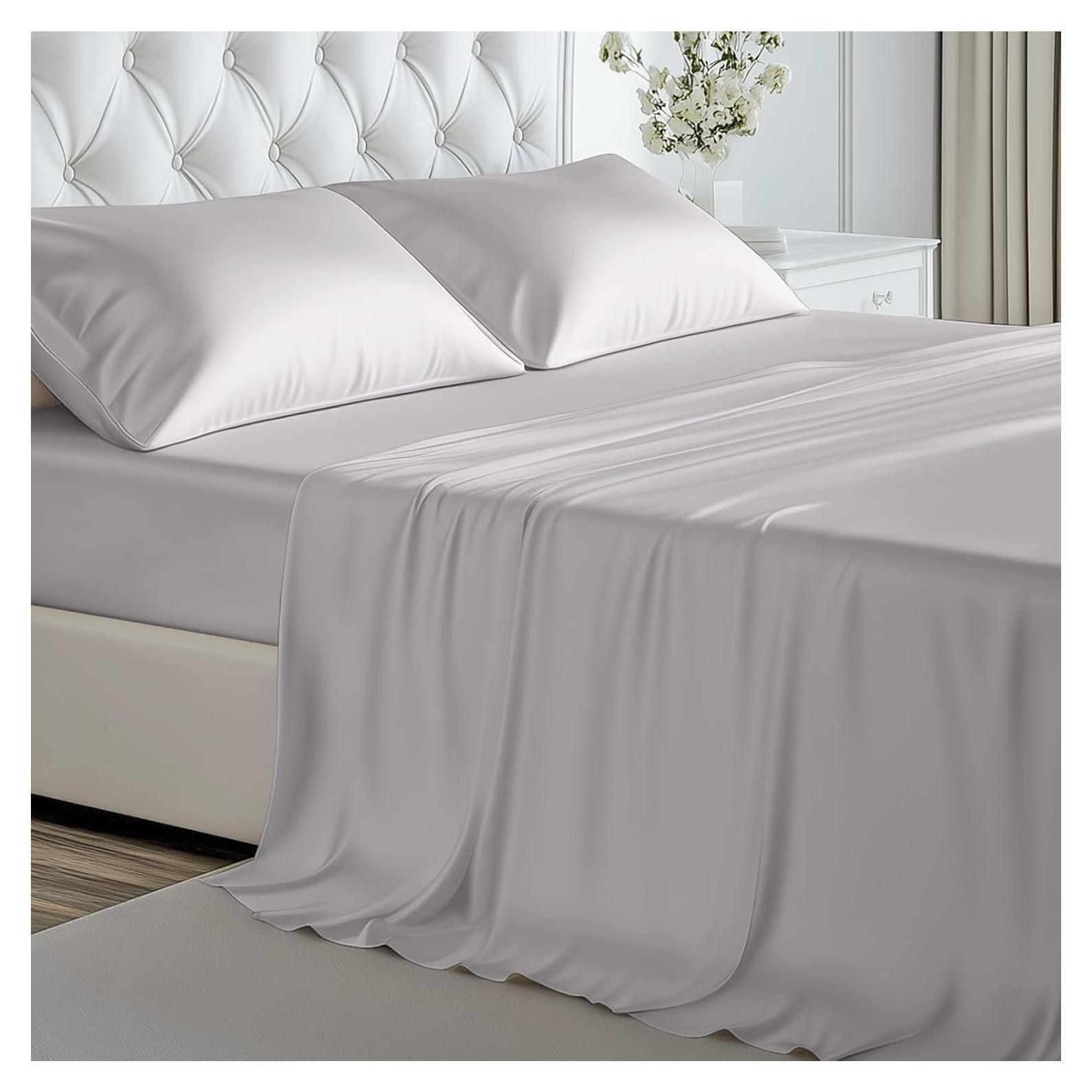 Juego de Sábanas de Lujo Aveallore Reina 4 Piezas Gris
