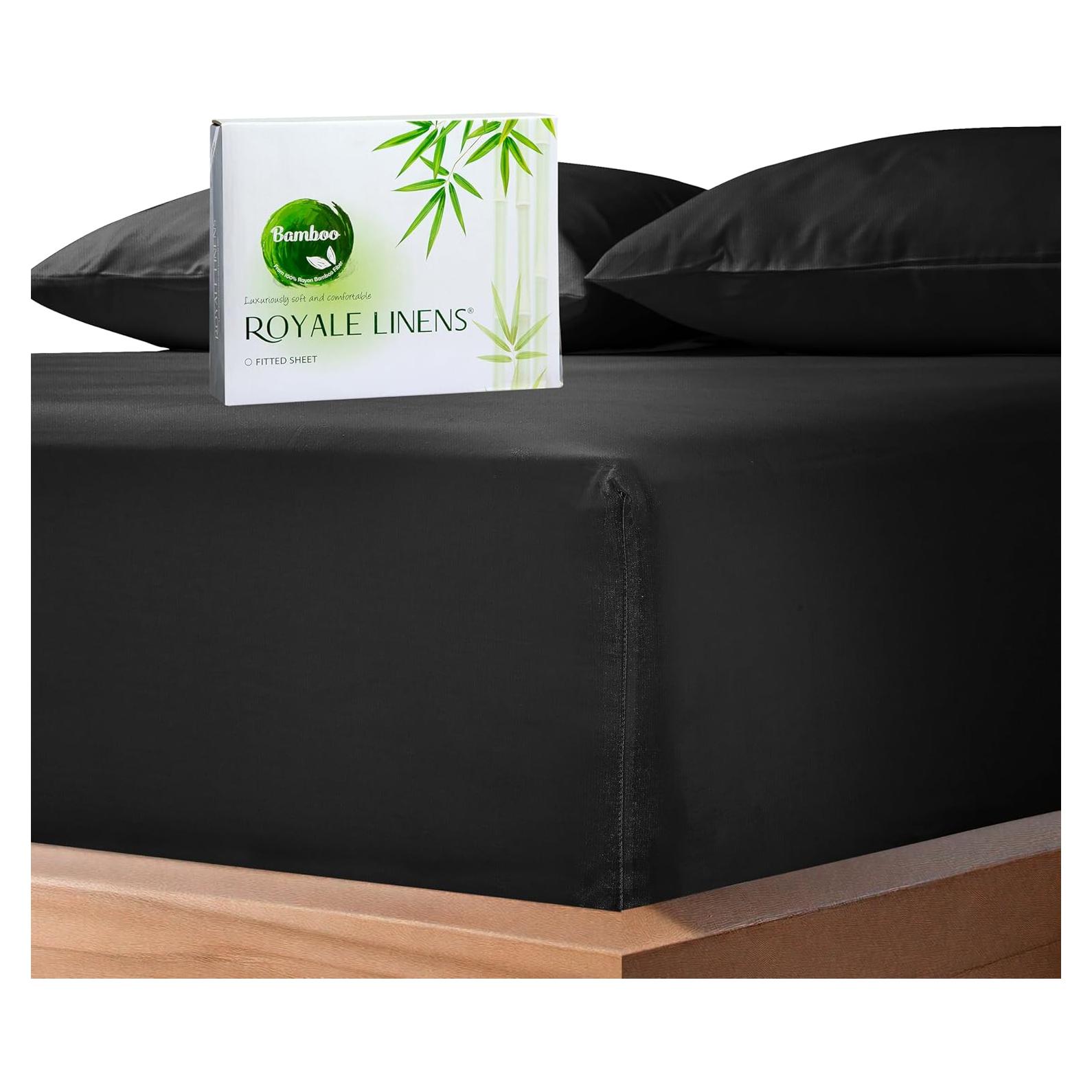Sábana Ajustable Royale de Lino de Bambú Individual 190.5x99.1cm Negro