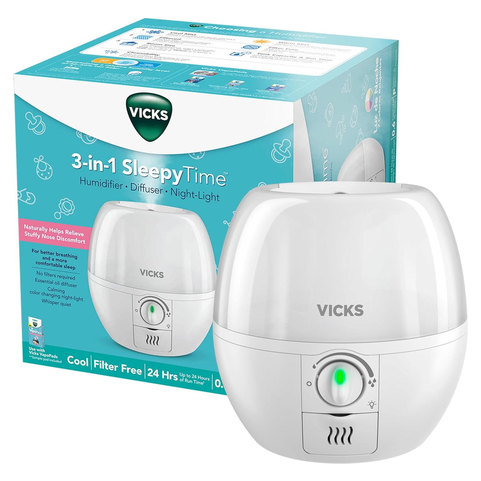 Humidificador Vicks 3-en-1 SleepyTime con Difusor y Luz Nocturna
