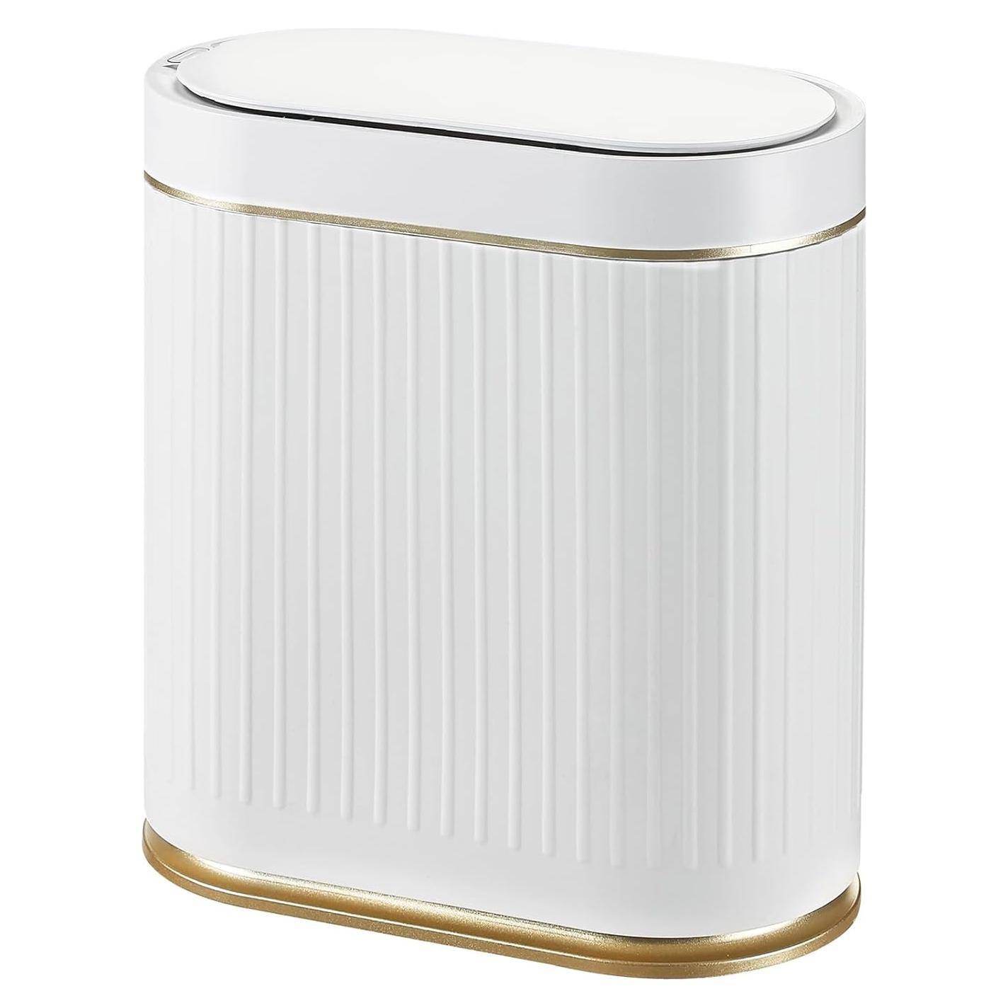Papelera de Baño ELPHECO 7.5L Sensor Movimiento Blanco-Dorado