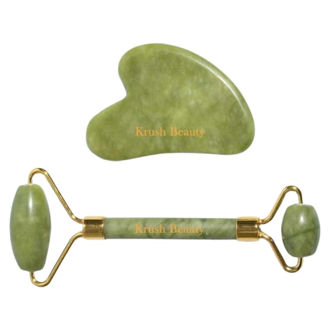 Juego de Rodillo de Jade y Gua Sha Krush Beauty - Masaje Facial