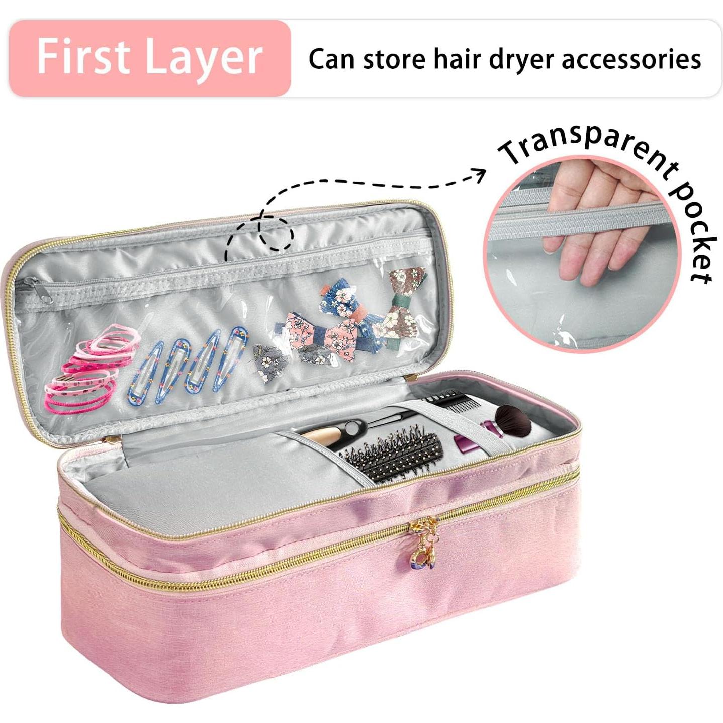 Bolsa Organizadora Doble Capa para Secador de Pelo Rosa