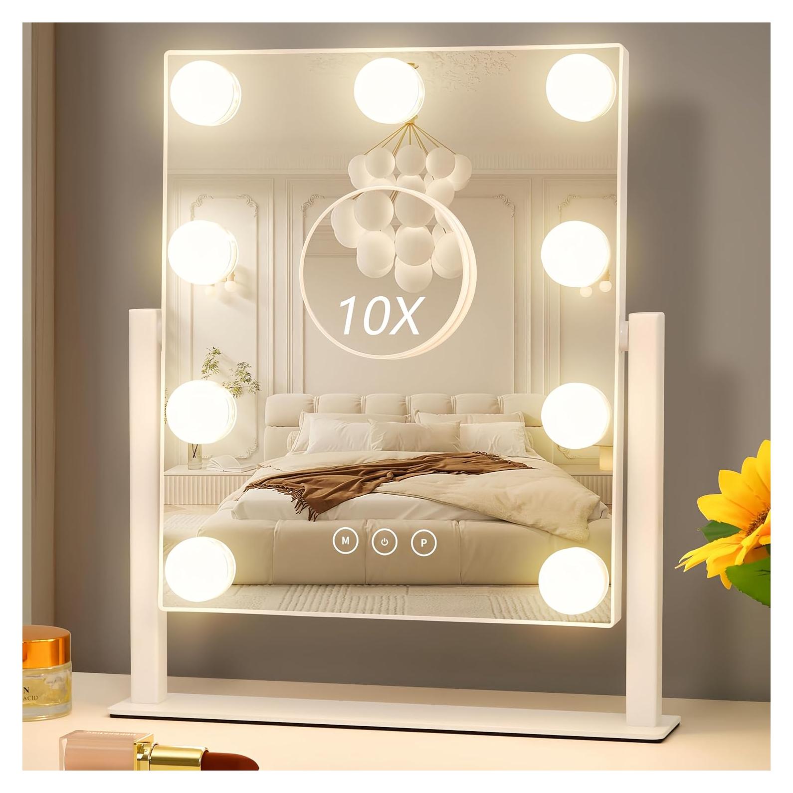Espejo de tocador Acoolda con luces LED 36.6x30.5cm 10X