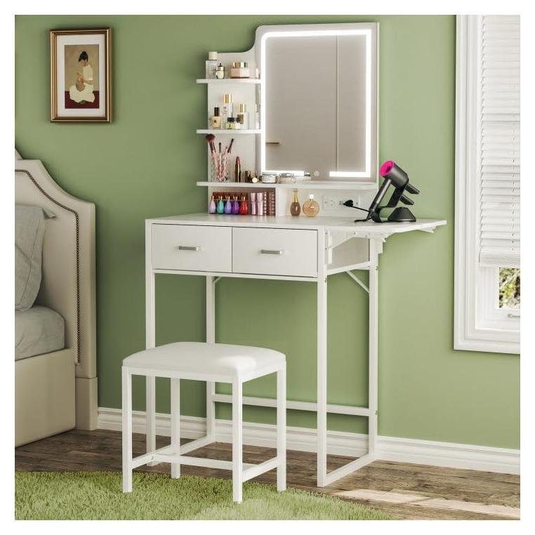 Escritorio de Maquillaje ALEXNUTRE con Espejo y Luces LED