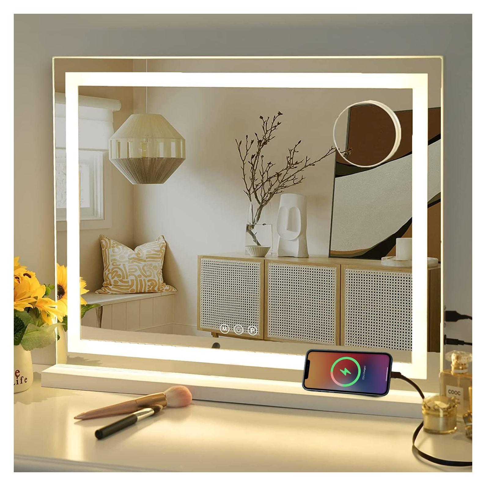 Espejo de Maquillaje Sucedey 23x18" con Luz LED y Aumento 10x