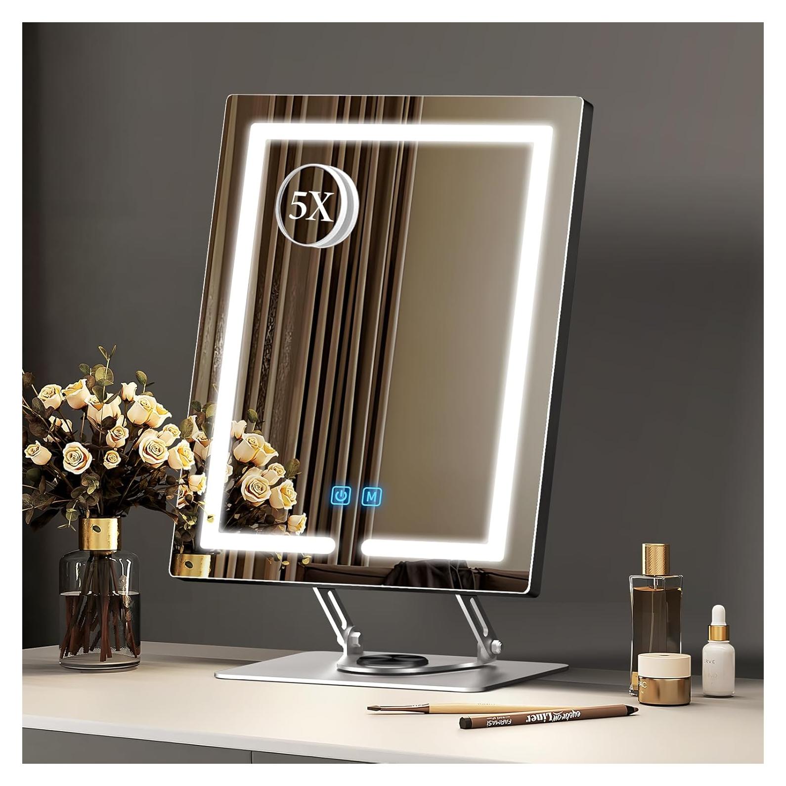 Espejo de Maquillaje LED ENJNST 5X Aumento Ajustable 360°