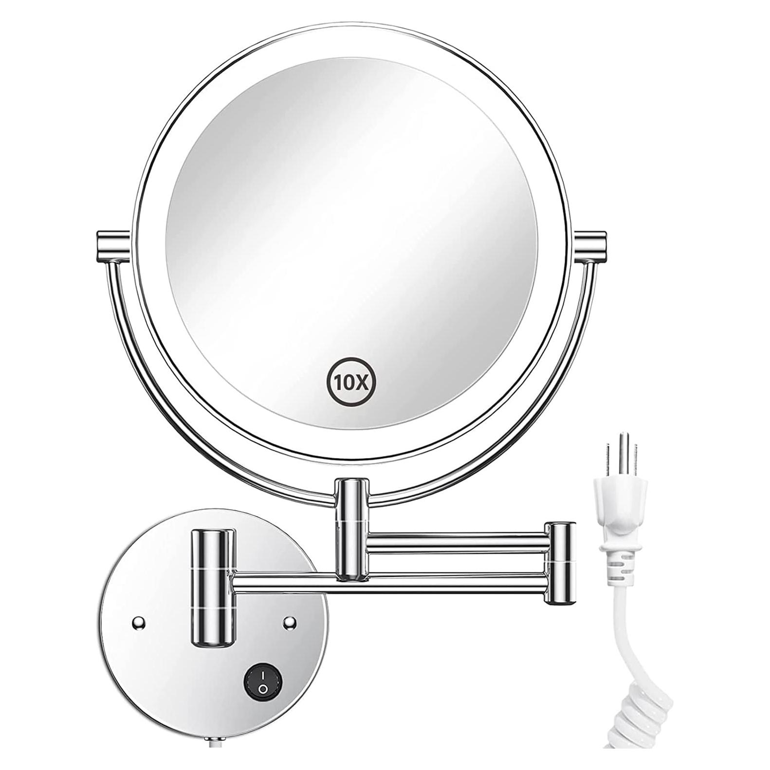 Espejo de Maquillaje Gospire Iluminado 1X/10X Pared 21.6 cm