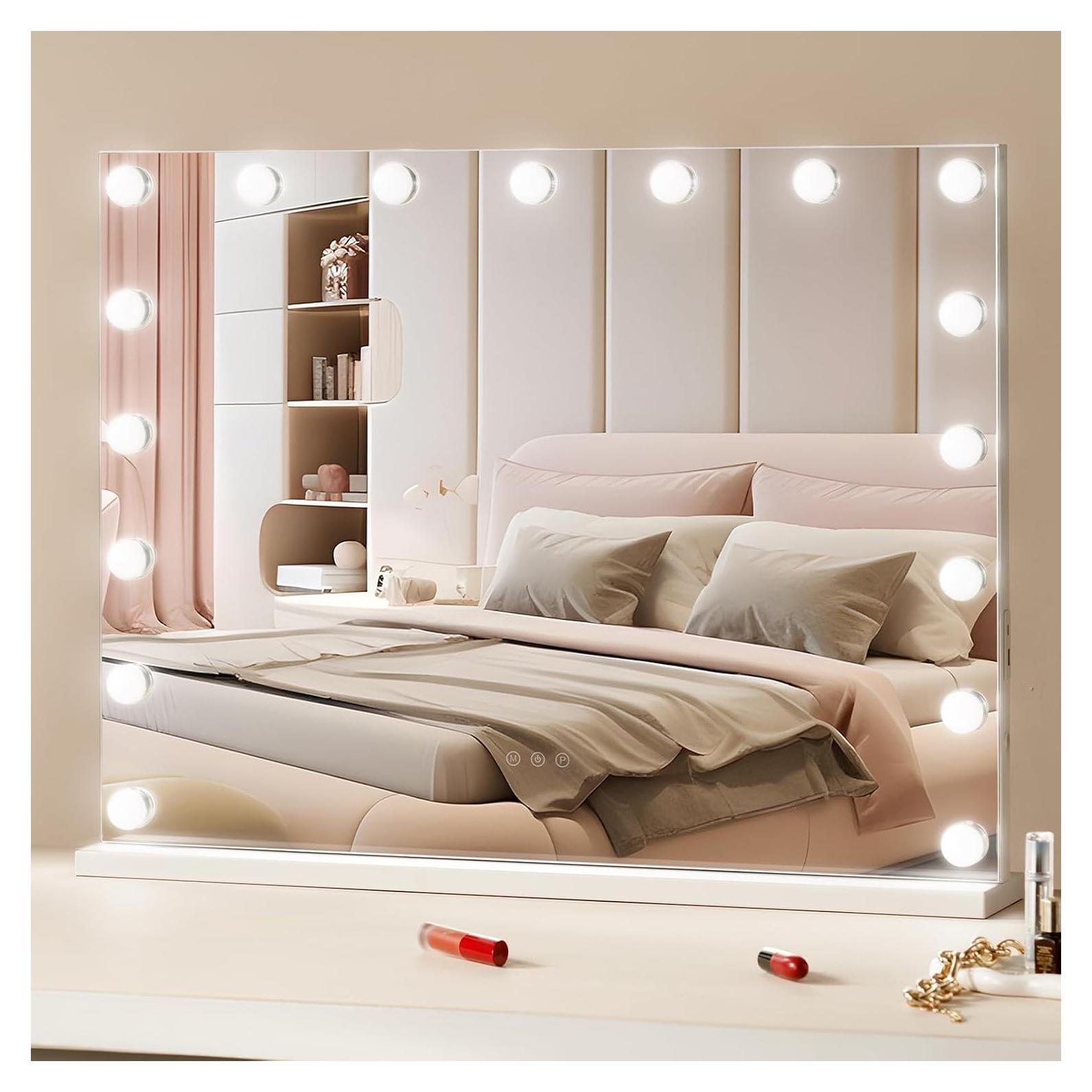 Espejo de Tocador VEVOR 80x60cm con Luces LED y Aumento 5X