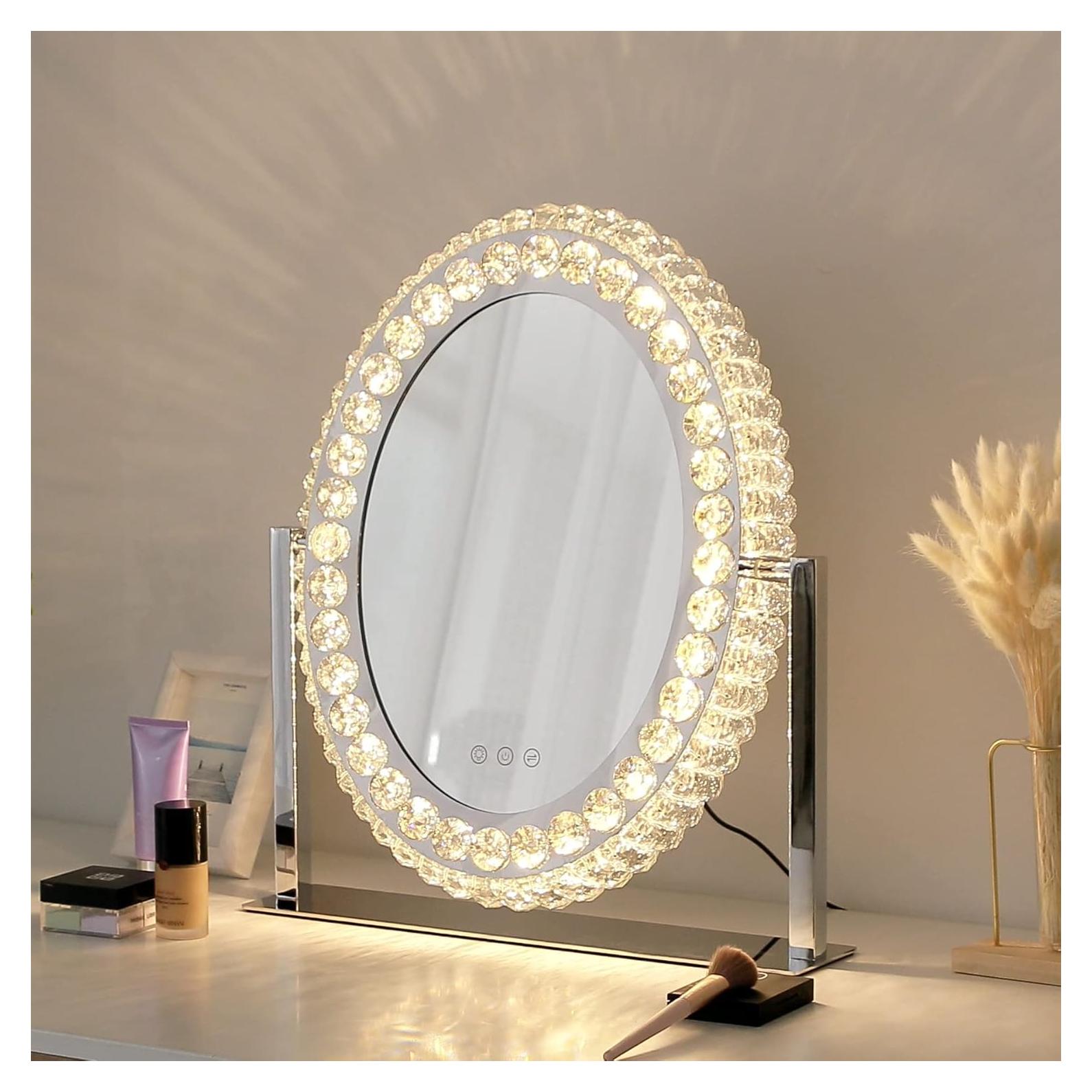 Espejo de tocador ovalado QYzblbang LED 45.72x52.07cm