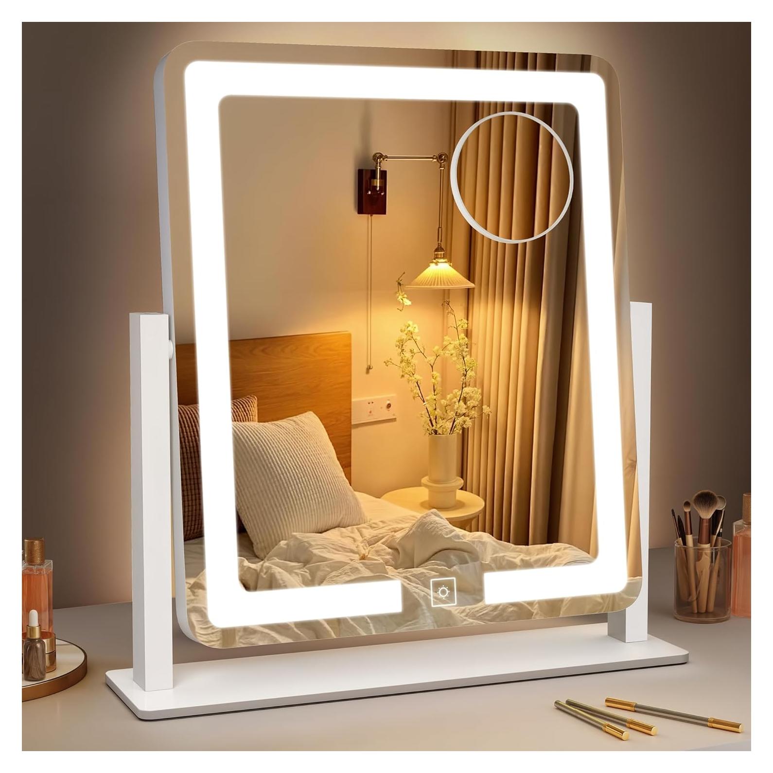 Espejo de Tocador DWVO Iluminado 3 Modos 10X Blanco