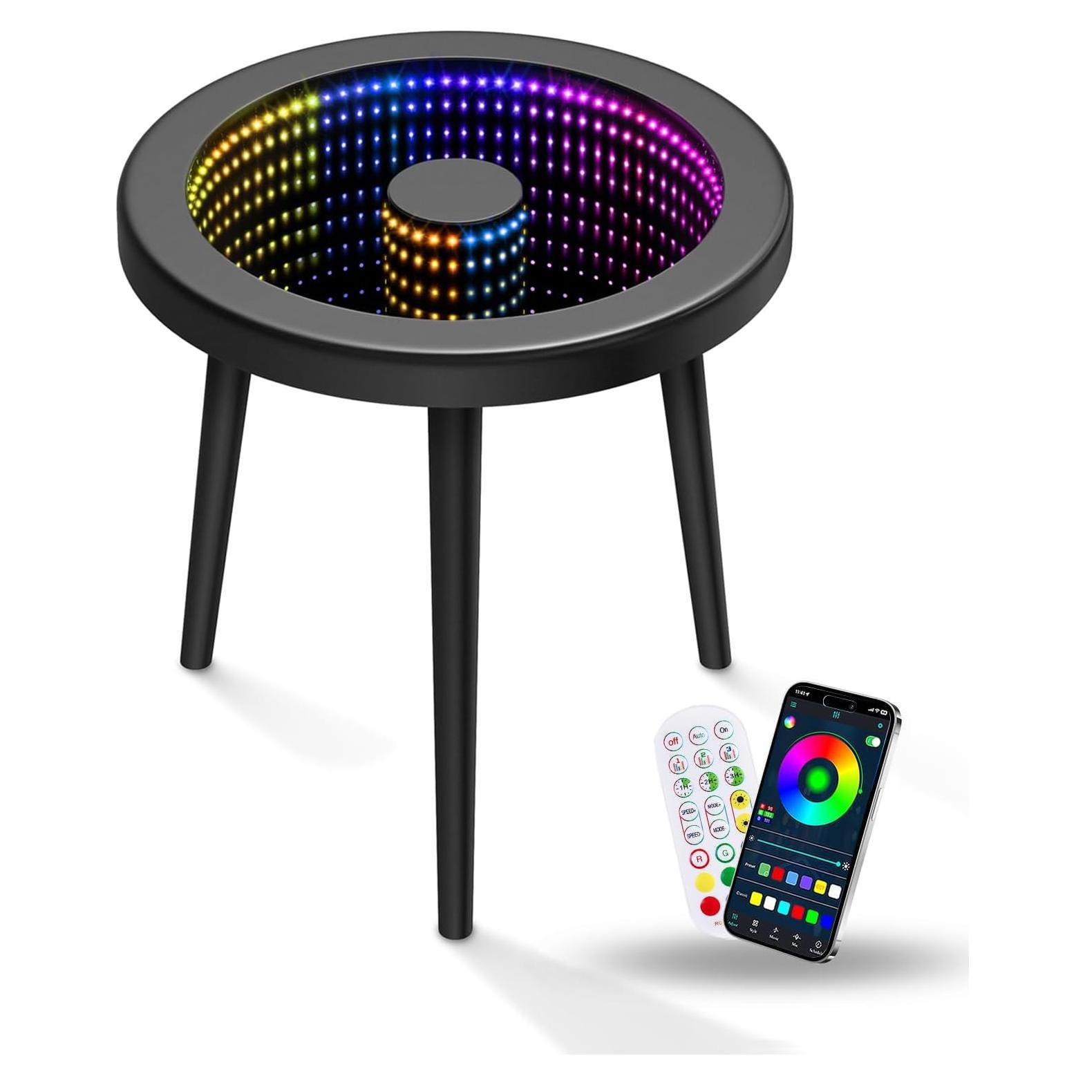 Mesa de Café HANYEE Infinito LED RGB Redonda 50cm Negra