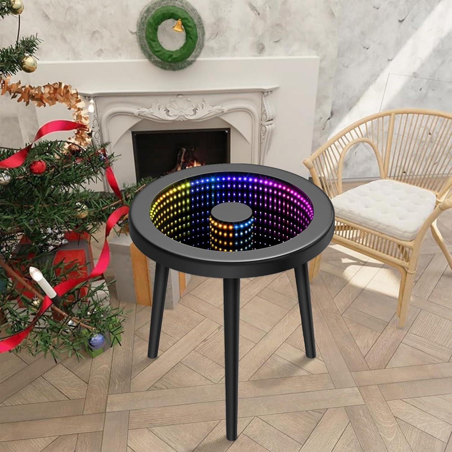 Mesa de Café HANYEE Infinito LED RGB Redonda 50cm Negra