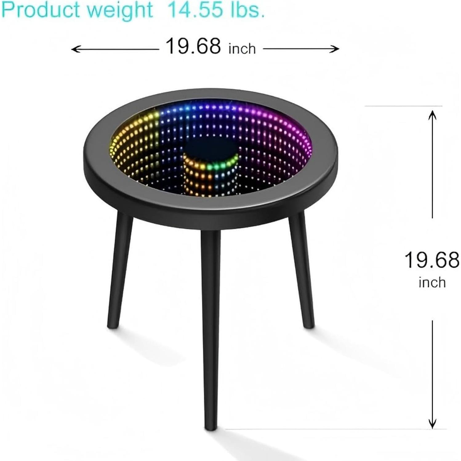 Mesa de Café HANYEE Infinito LED RGB Redonda 50cm Negra