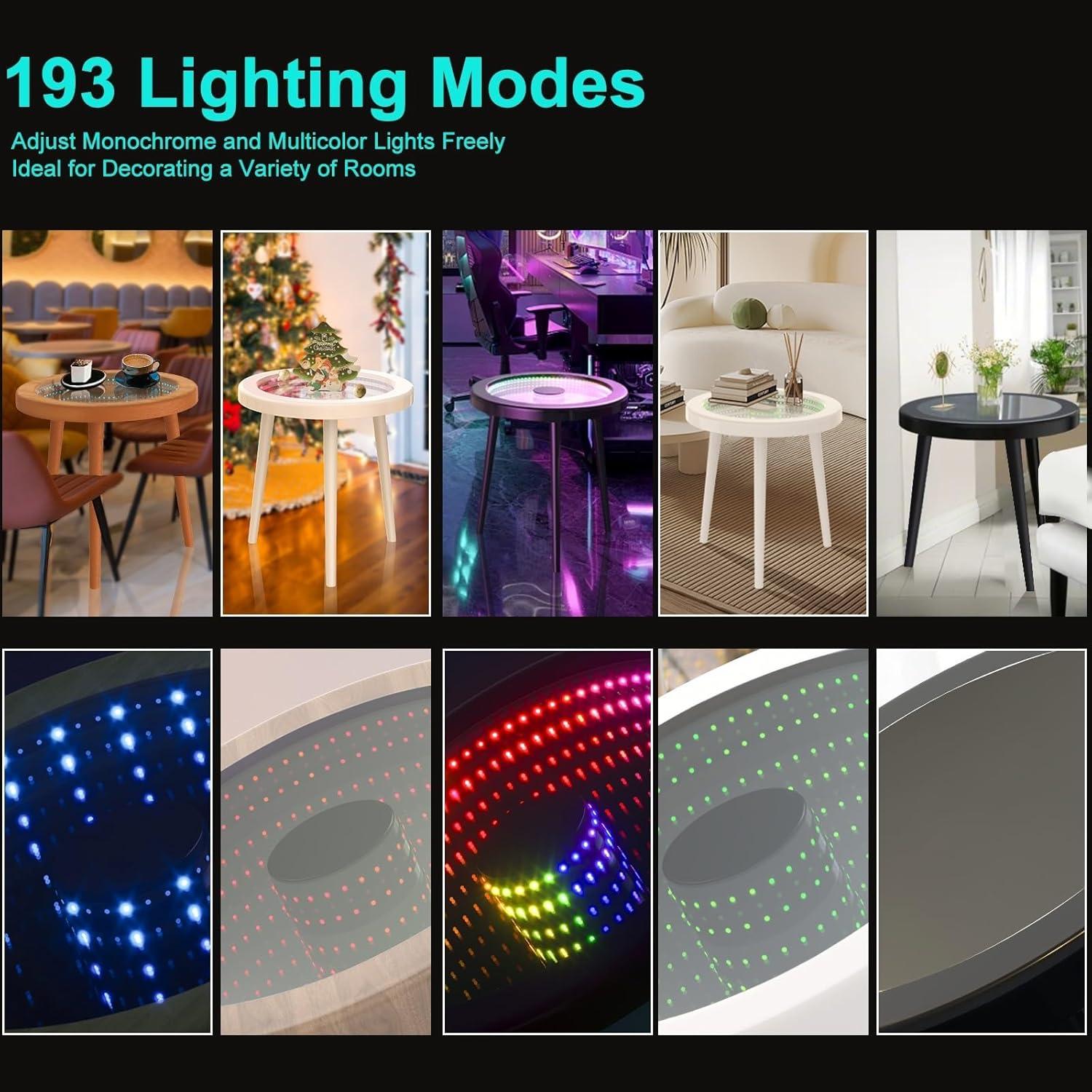 Mesa de Café HANYEE Infinito LED RGB Redonda 50cm Negra