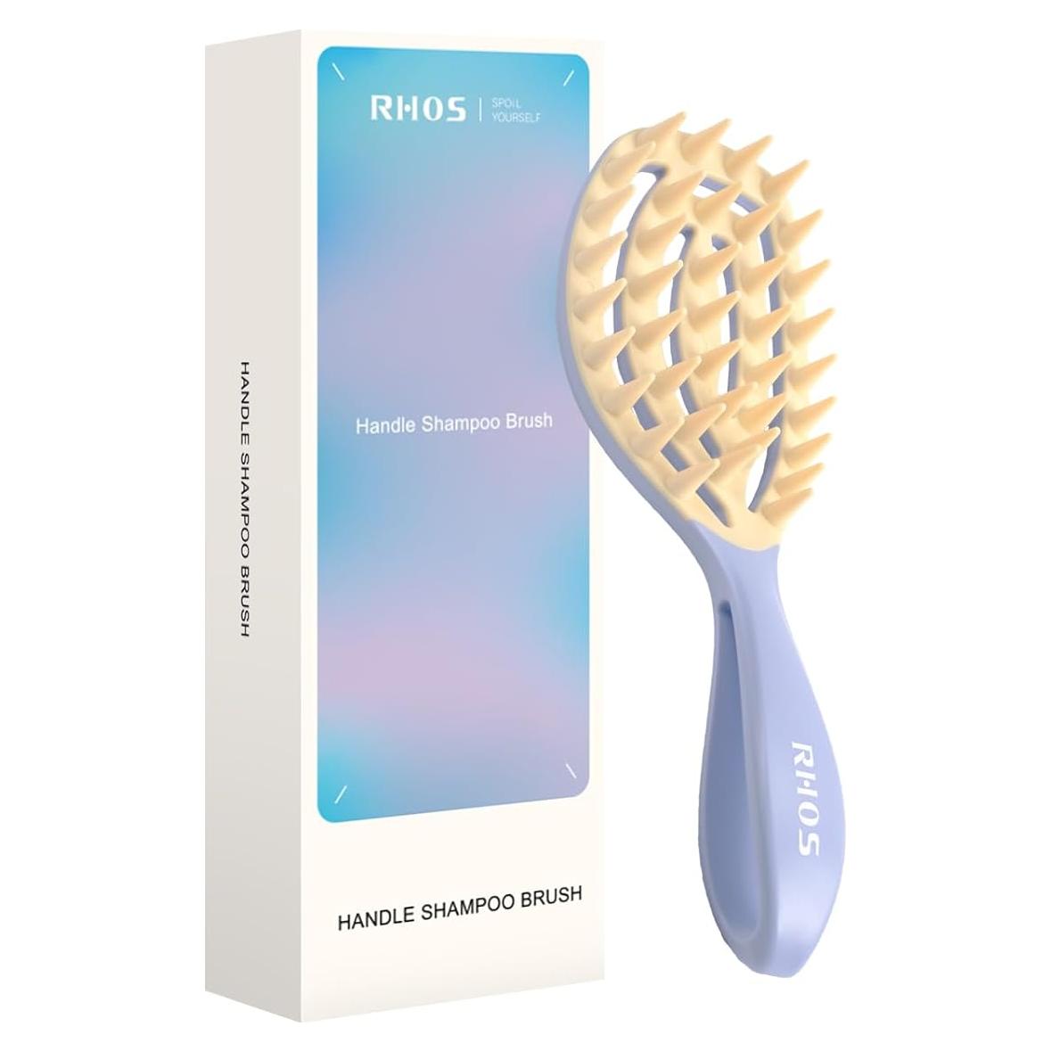 Masajeador de Cuero Cabelludo RHOS, Cepillo de Champú Púrpura