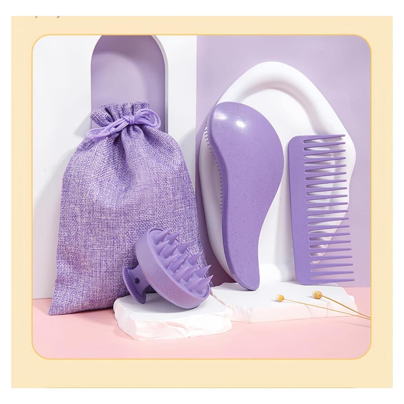 Masajeador de cuero cabelludo SanQiuShe 3 en 1 Púrpura