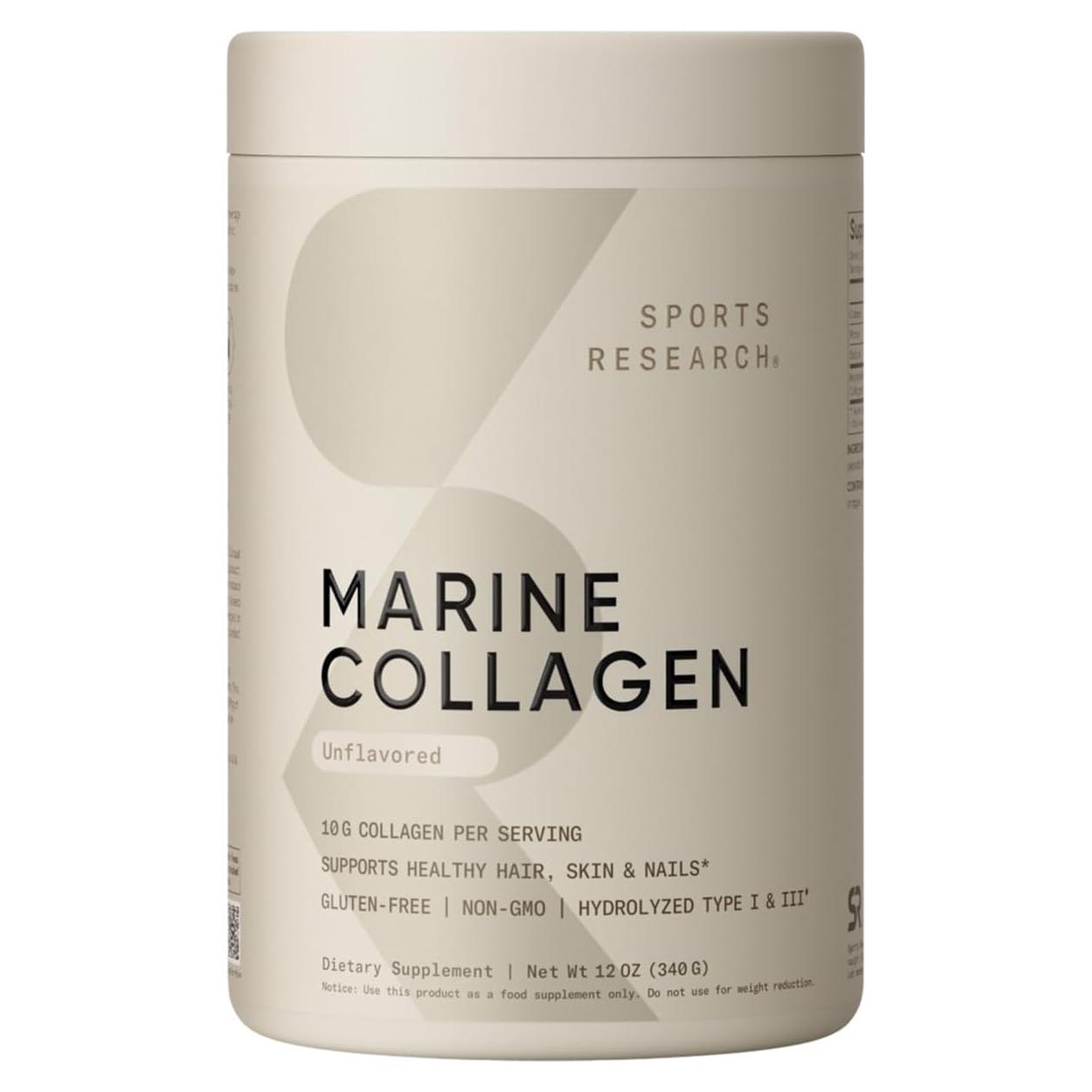 Polvo de Péptidos de Colágeno Marino Sports Research 340g