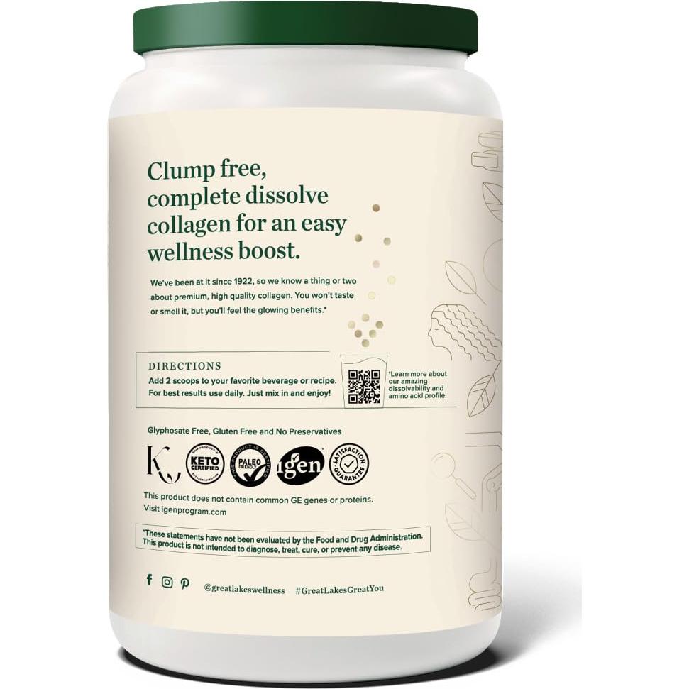 Polvo de Péptidos de Colágeno Bovino Great Lakes 907 g - Sin Sabor