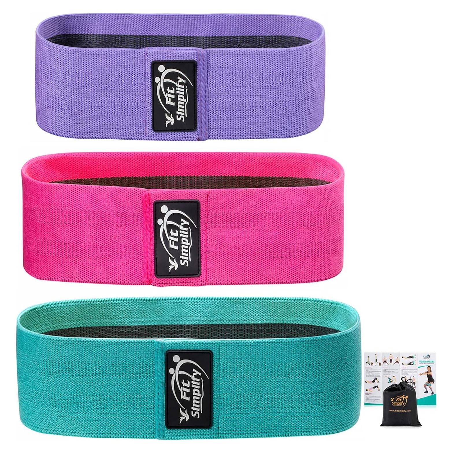 Bandas de Resistencia de Tela Antideslizantes Fit Simplify - Juego de 3