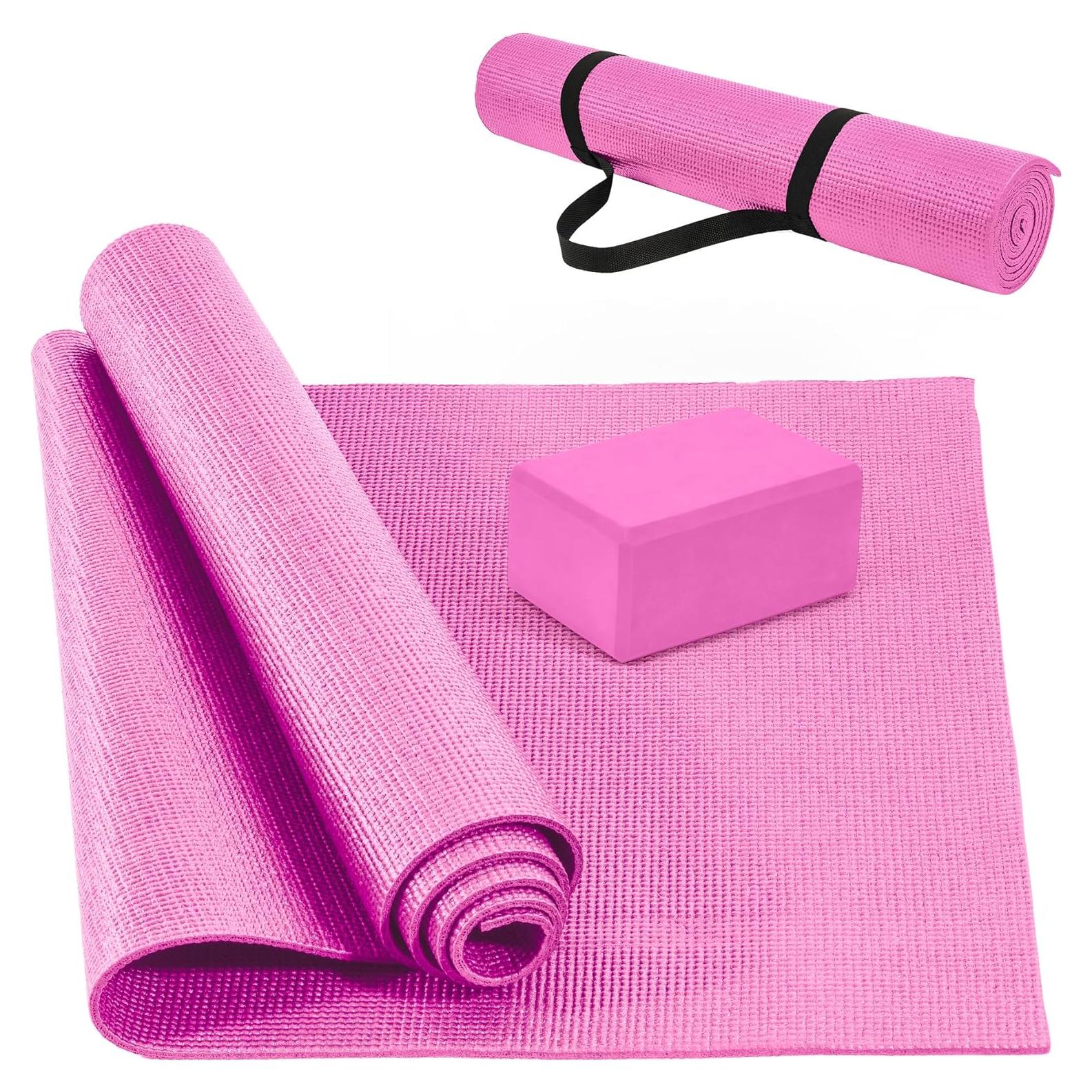 Esteras de Yoga Fitvids Rosa 172.72x60.96cm Antideslizante