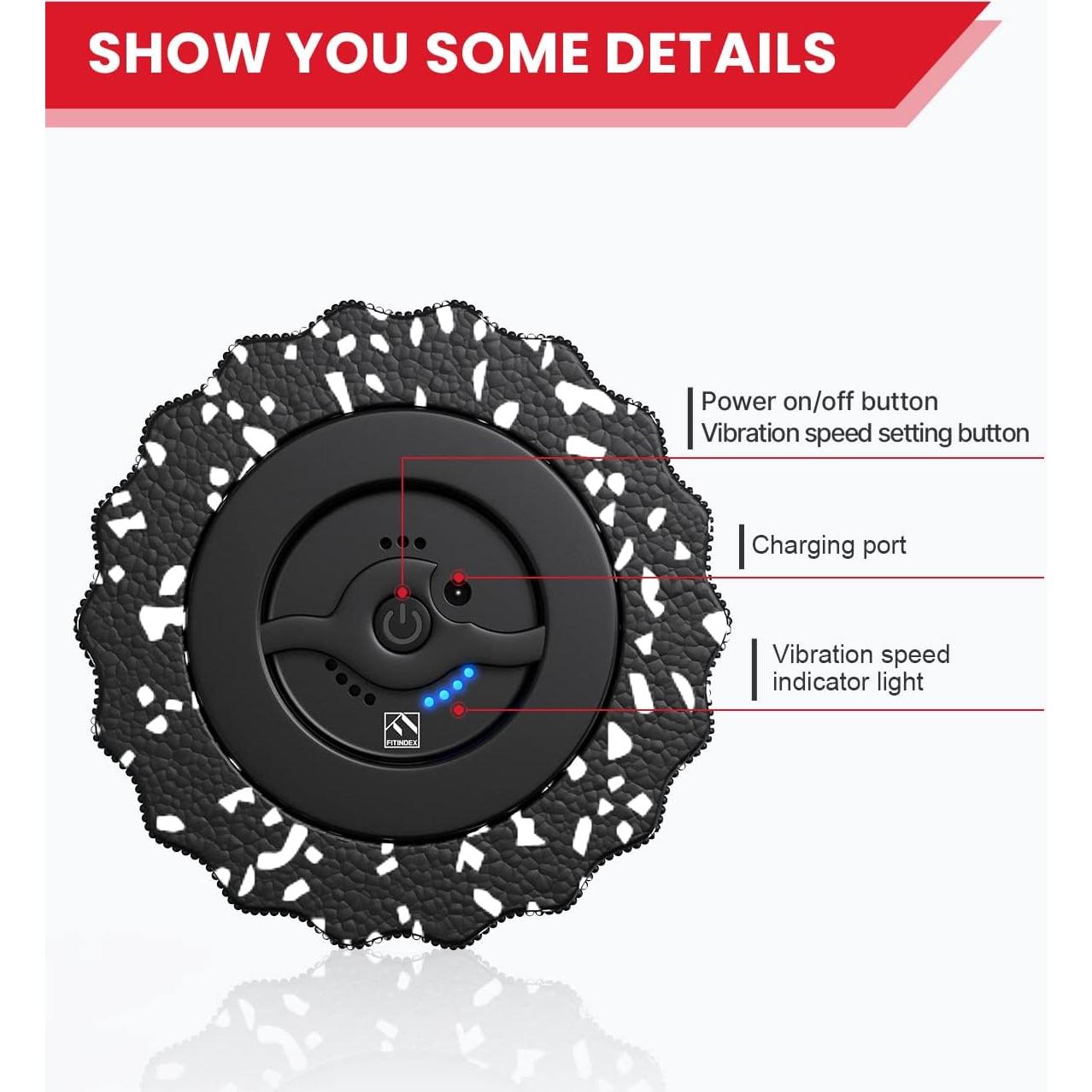Rodillo de Espuma Vibrante FITINDEX para Masaje Muscular