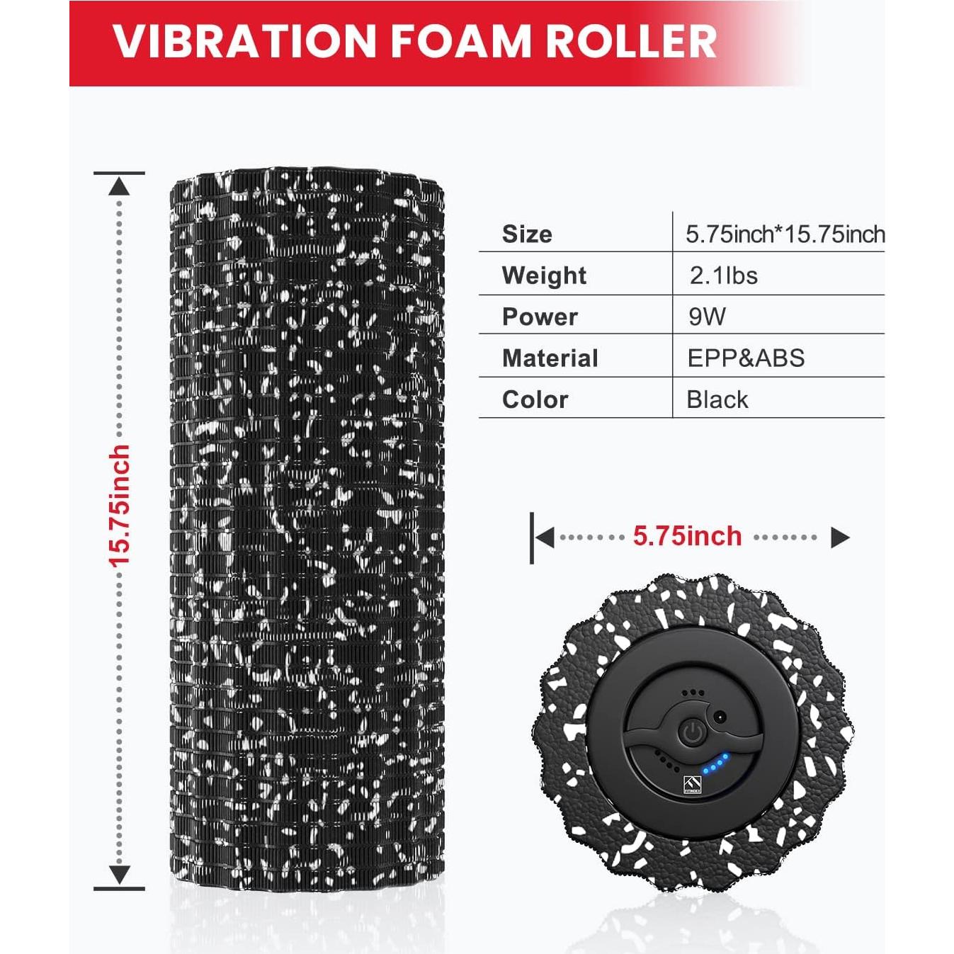 Rodillo de Espuma Vibrante FITINDEX para Masaje Muscular