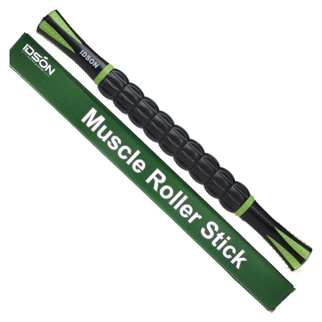 Idson Muscle Roller Stick Masaje Muscular 44.5cm Negro Verde