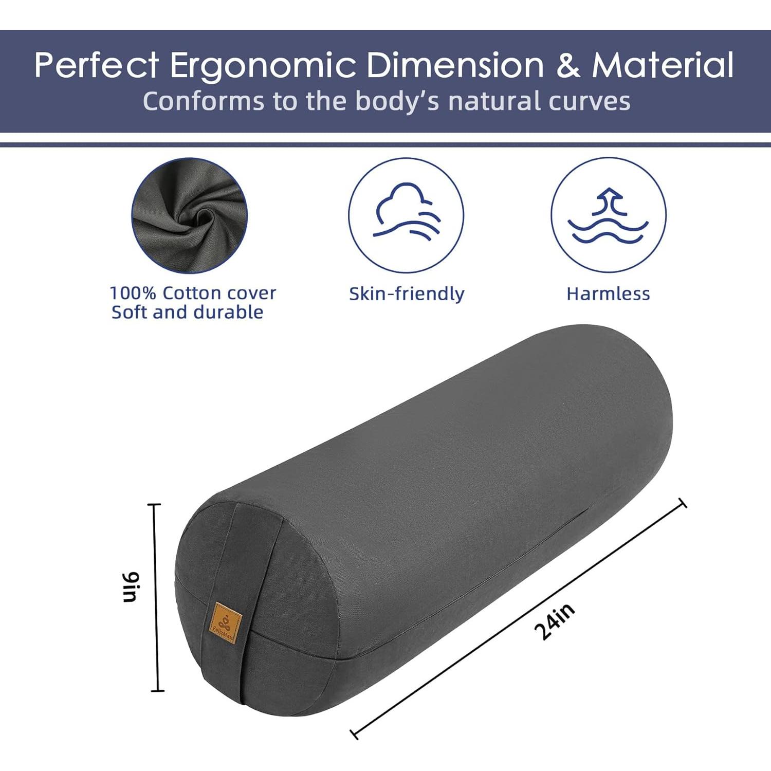 Cojín de Yoga Cilíndrico FelizMax de Trigo Sarraceno 61x23 cm