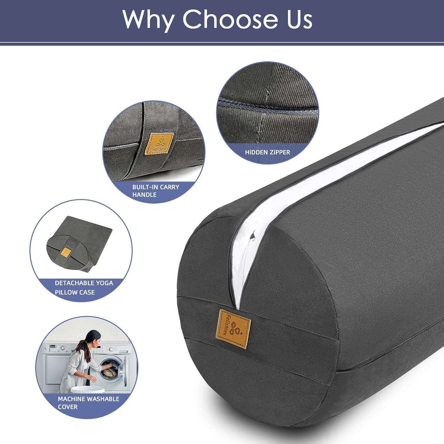 Cojín de Yoga Cilíndrico FelizMax de Trigo Sarraceno 61x23 cm