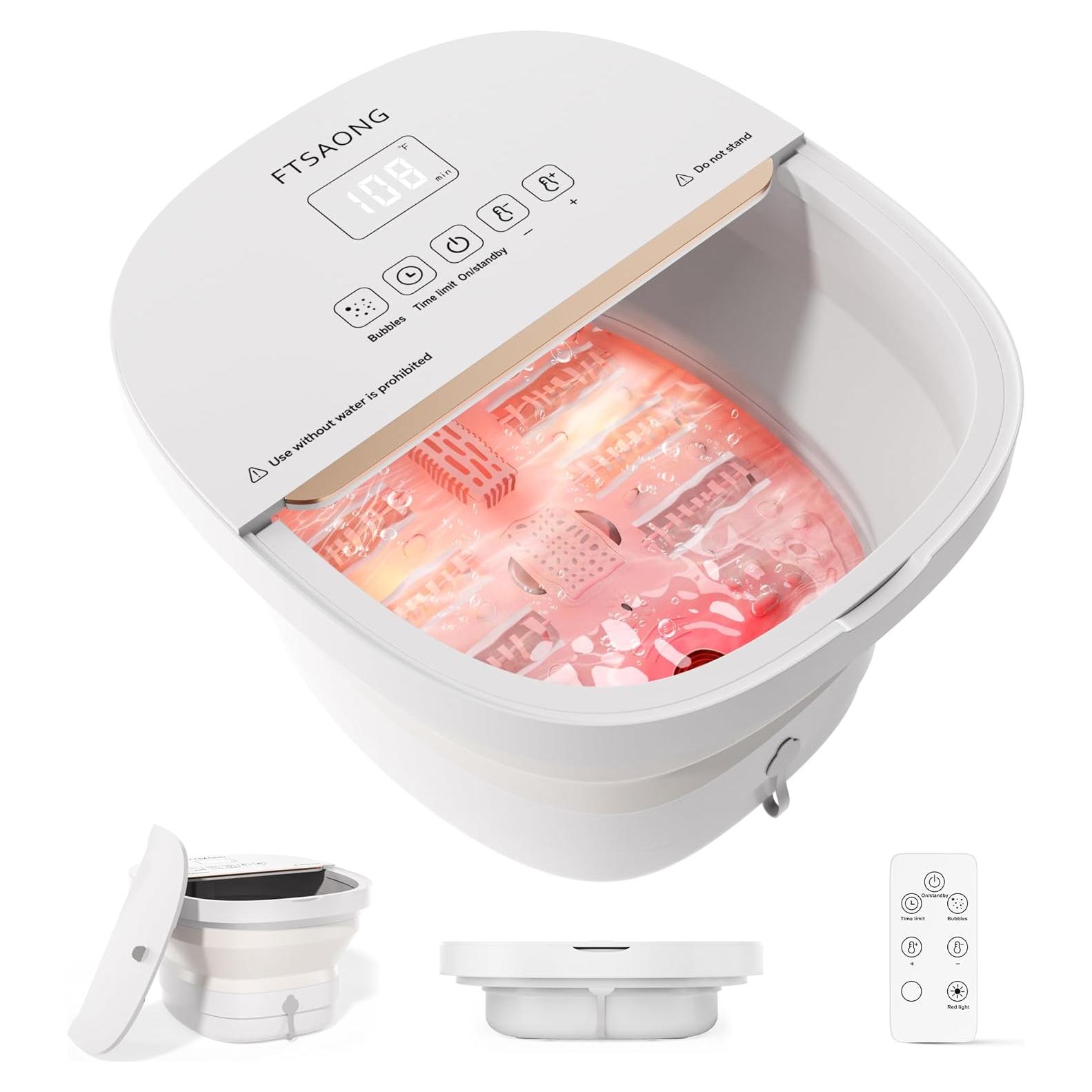 Masajeador de pies colapsable FTSAONG con calor y burbujas