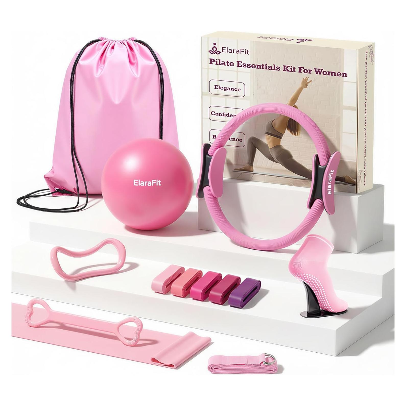 Kit de Pilates ElaraFit 10 Piezas para Mujeres - Anillo 33 cm