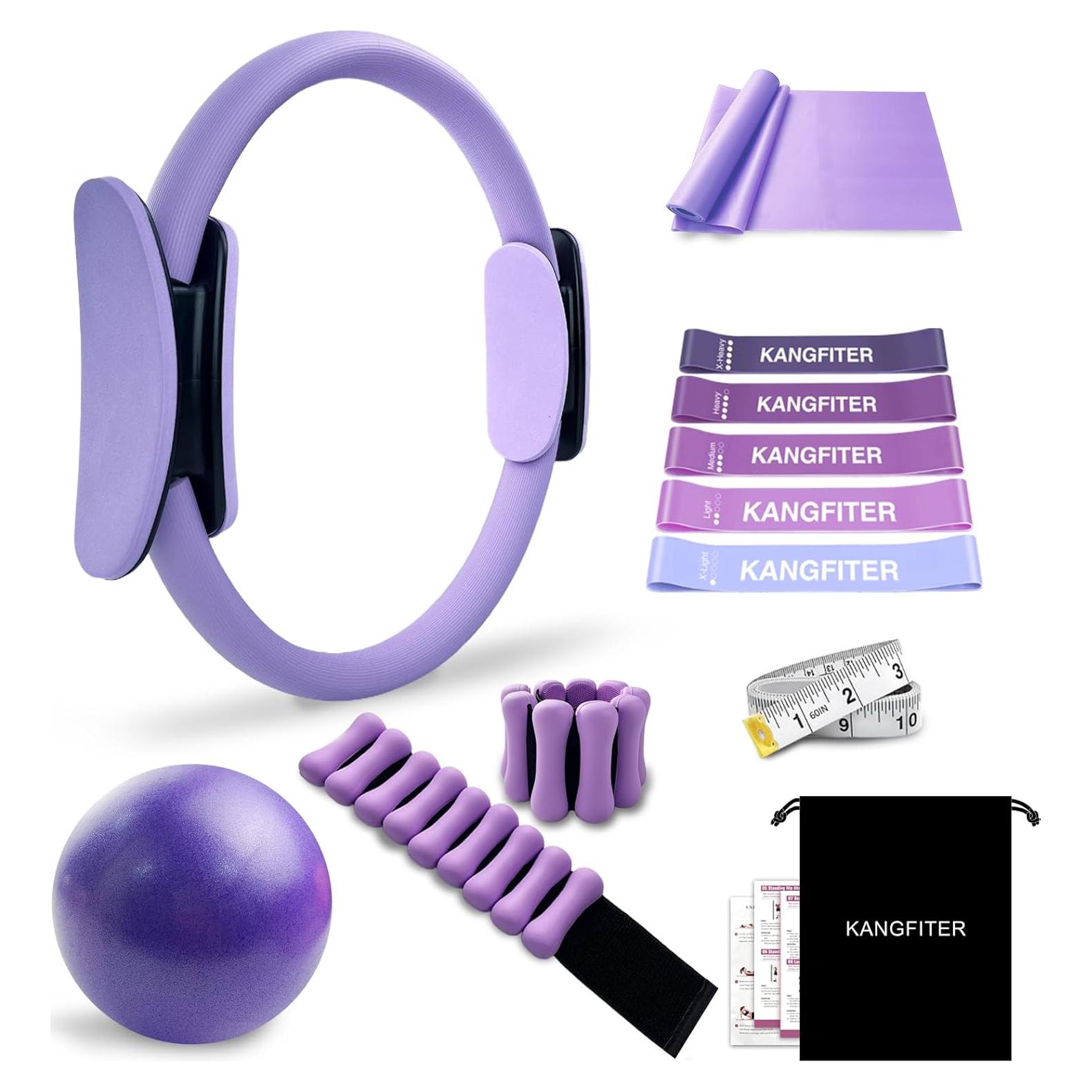 Kit de Pilates Completo 11 Pcs KANGFITER - Anillo, Pelota, Pesas