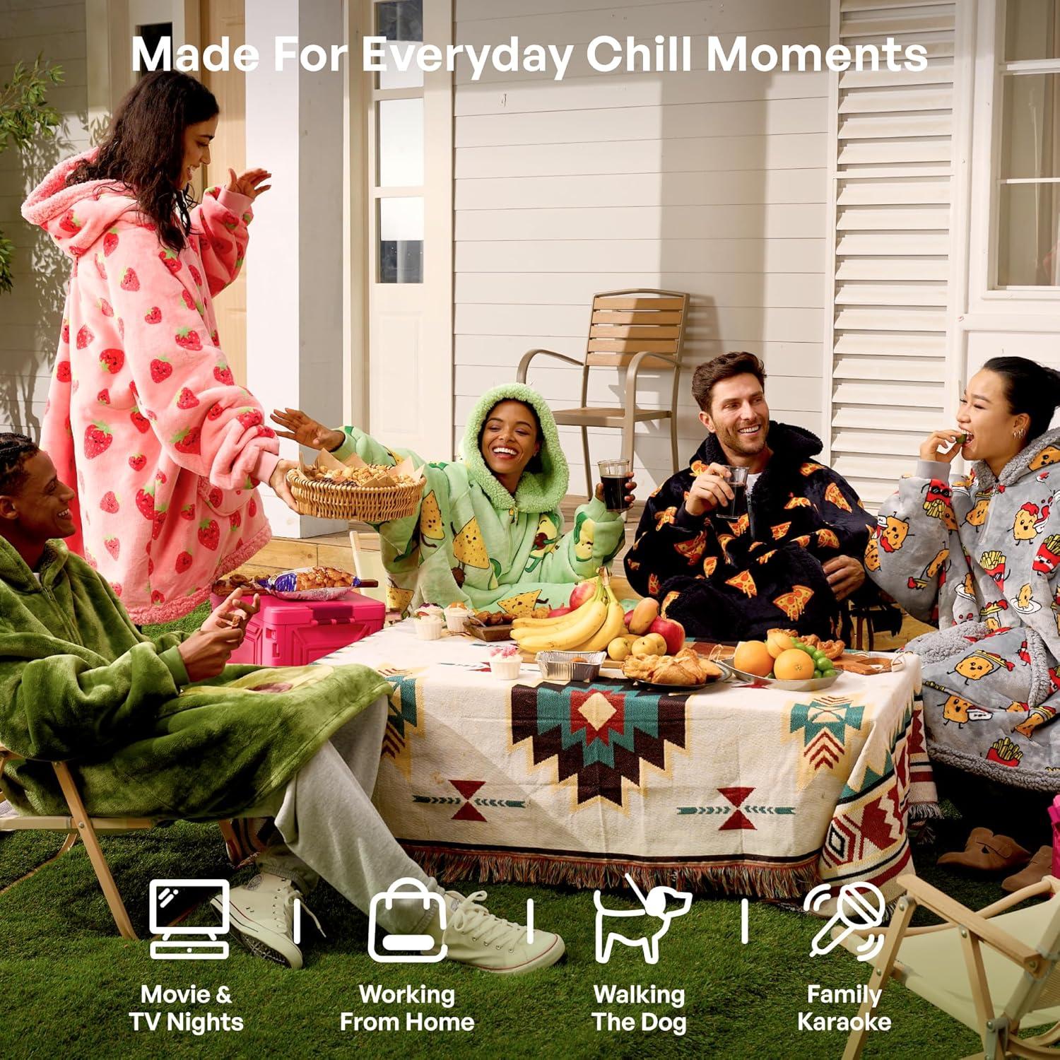 Sudadera Manta Usable Sherpa Giggling Getup Fresa Rosa Adulto