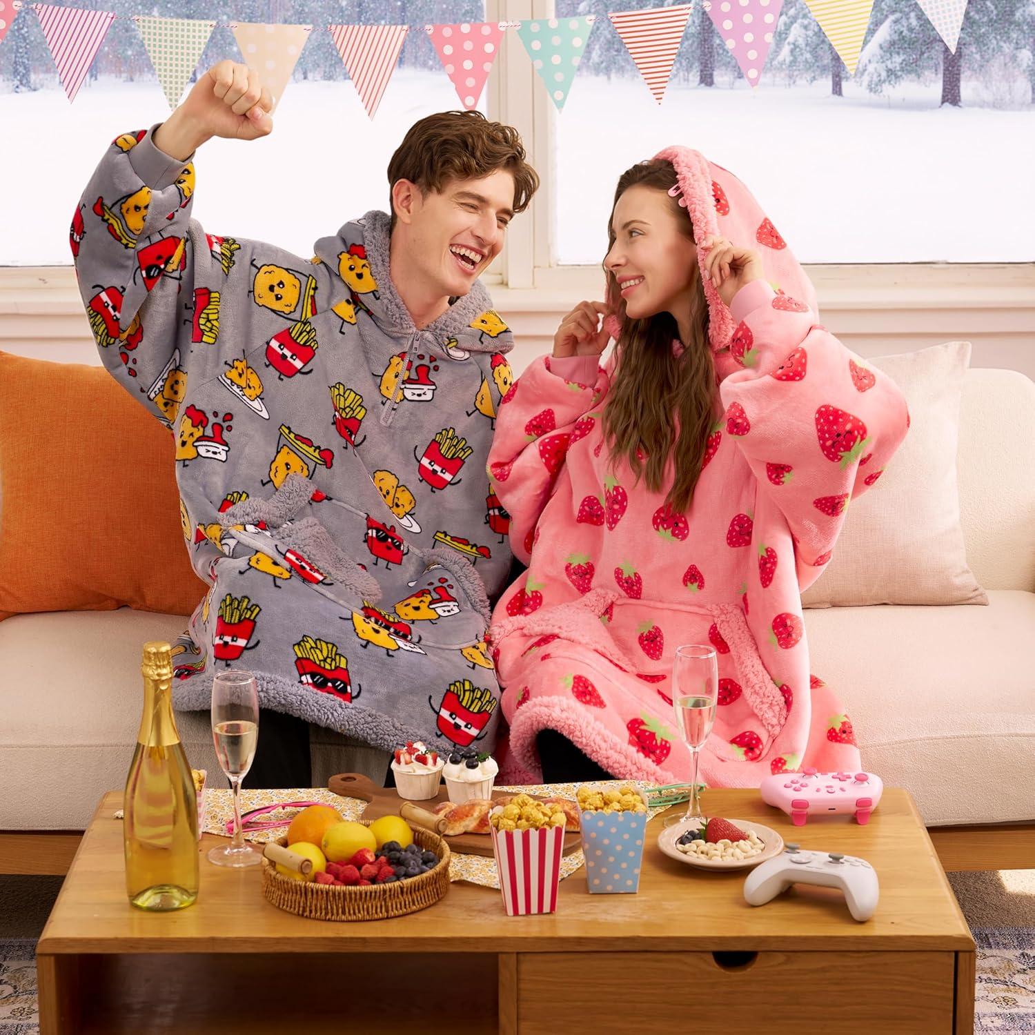 Sudadera Manta Usable Sherpa Giggling Getup Fresa Rosa Adulto