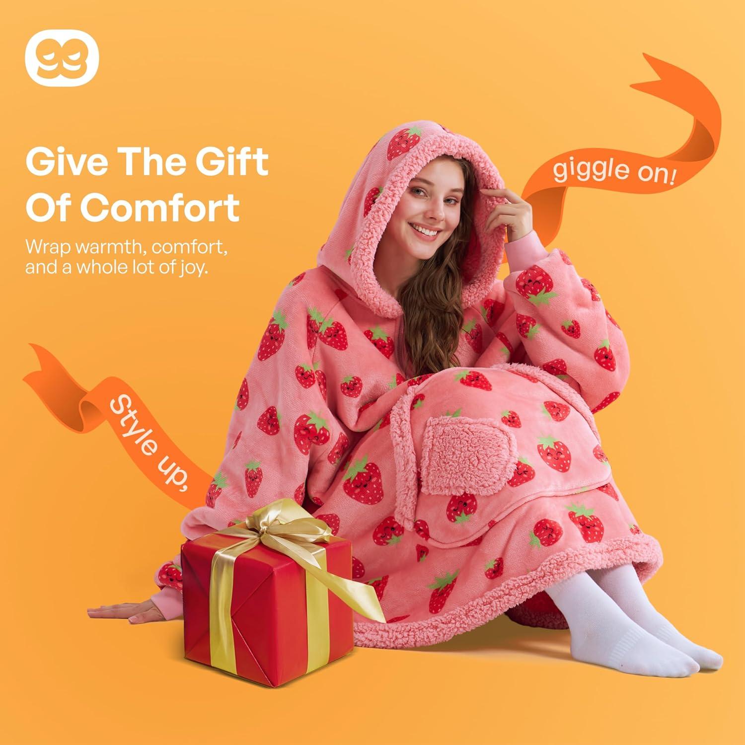 Sudadera Manta Usable Sherpa Giggling Getup Fresa Rosa Adulto