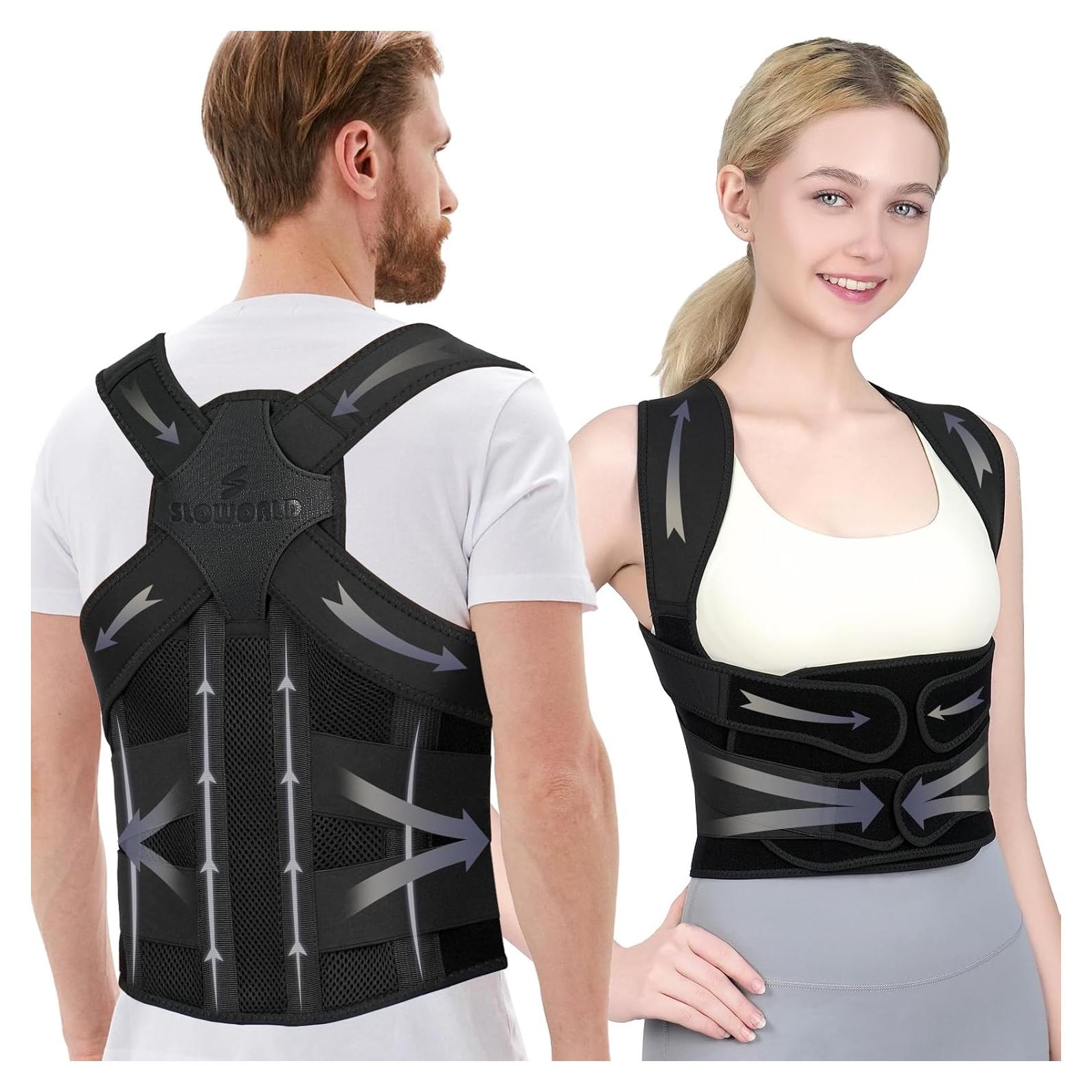 Corrector de Postura SLOWORLD Faja Espalda Ajustable Grande Negro