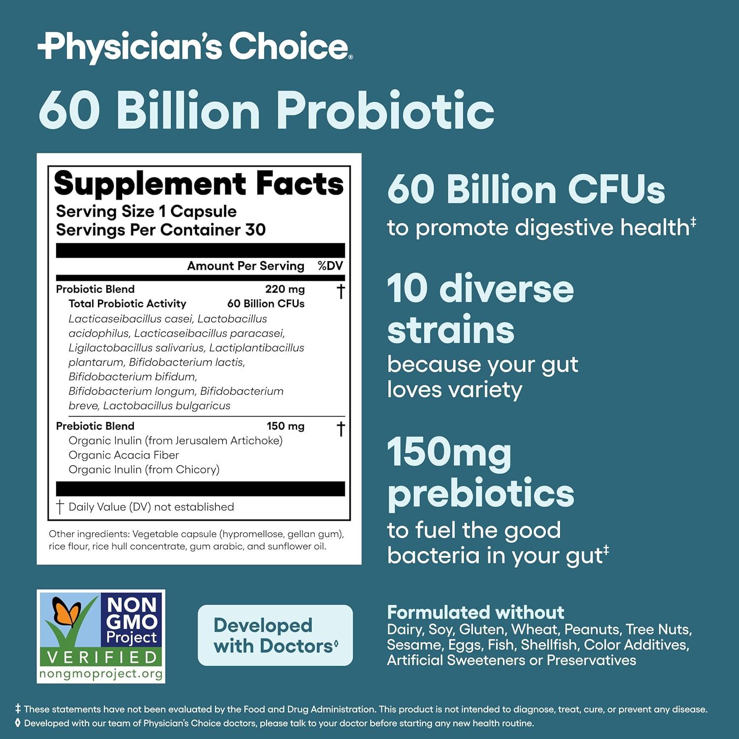 Paquete Salud Intestinal Physician's CHOICE 60 Mil Millones + Enzimas