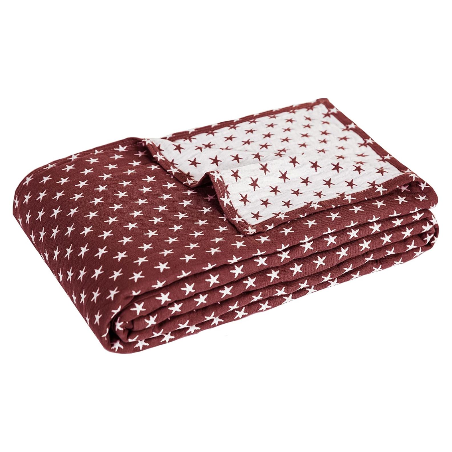 Manta de Muselina de Algodón Sterling Creek Rey Roja Tres Capas