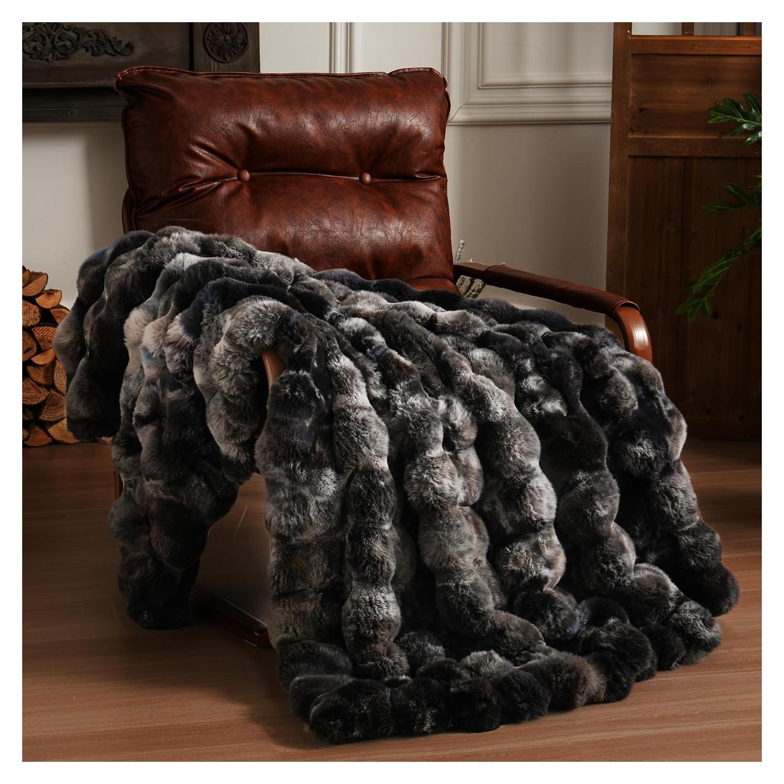 Manta de Piel Sintética BENVWE 127x152 cm Gris Tie-dye