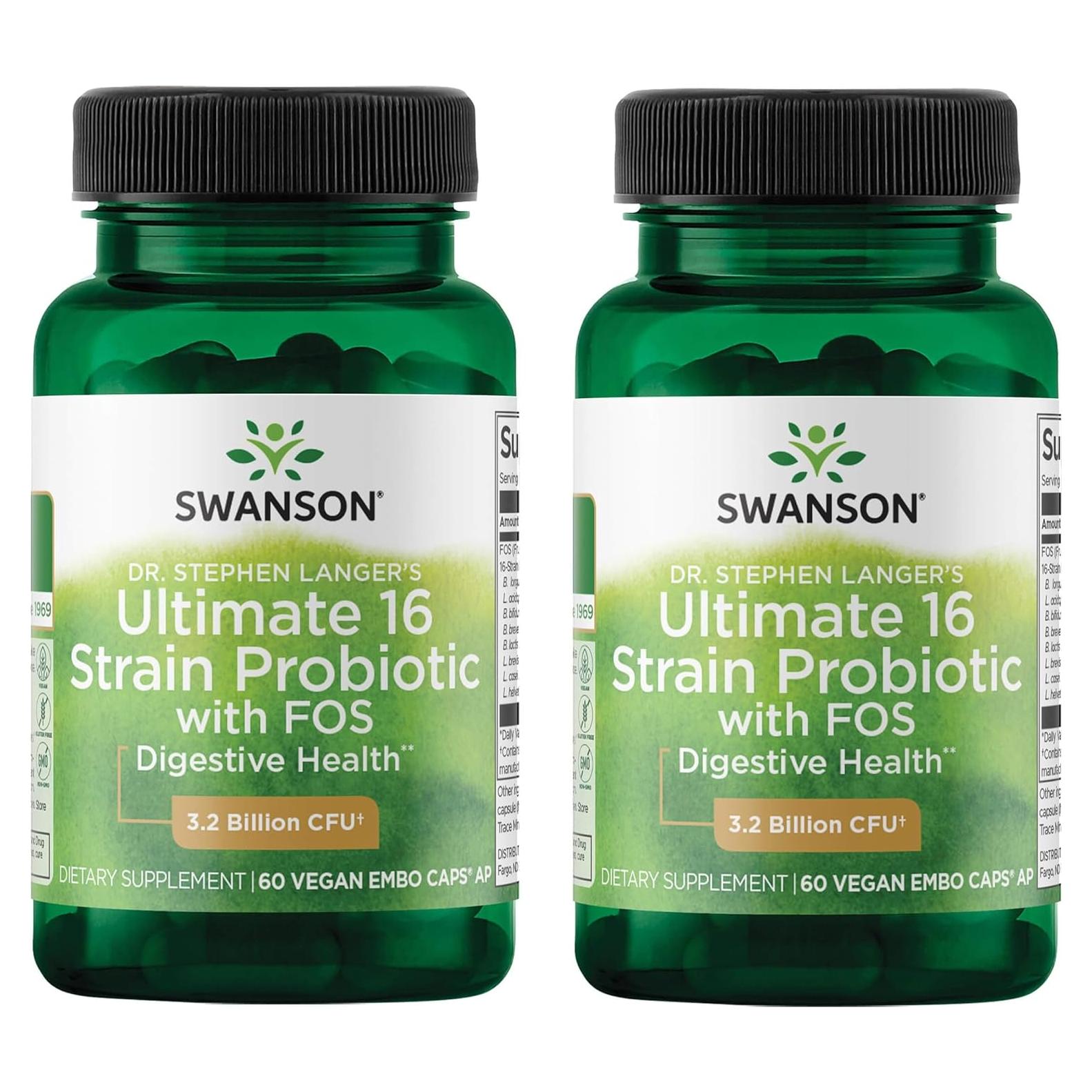 Probiotico Natural Swanson 16 Cepas 3.2 Mil Millones 60 Cápsulas