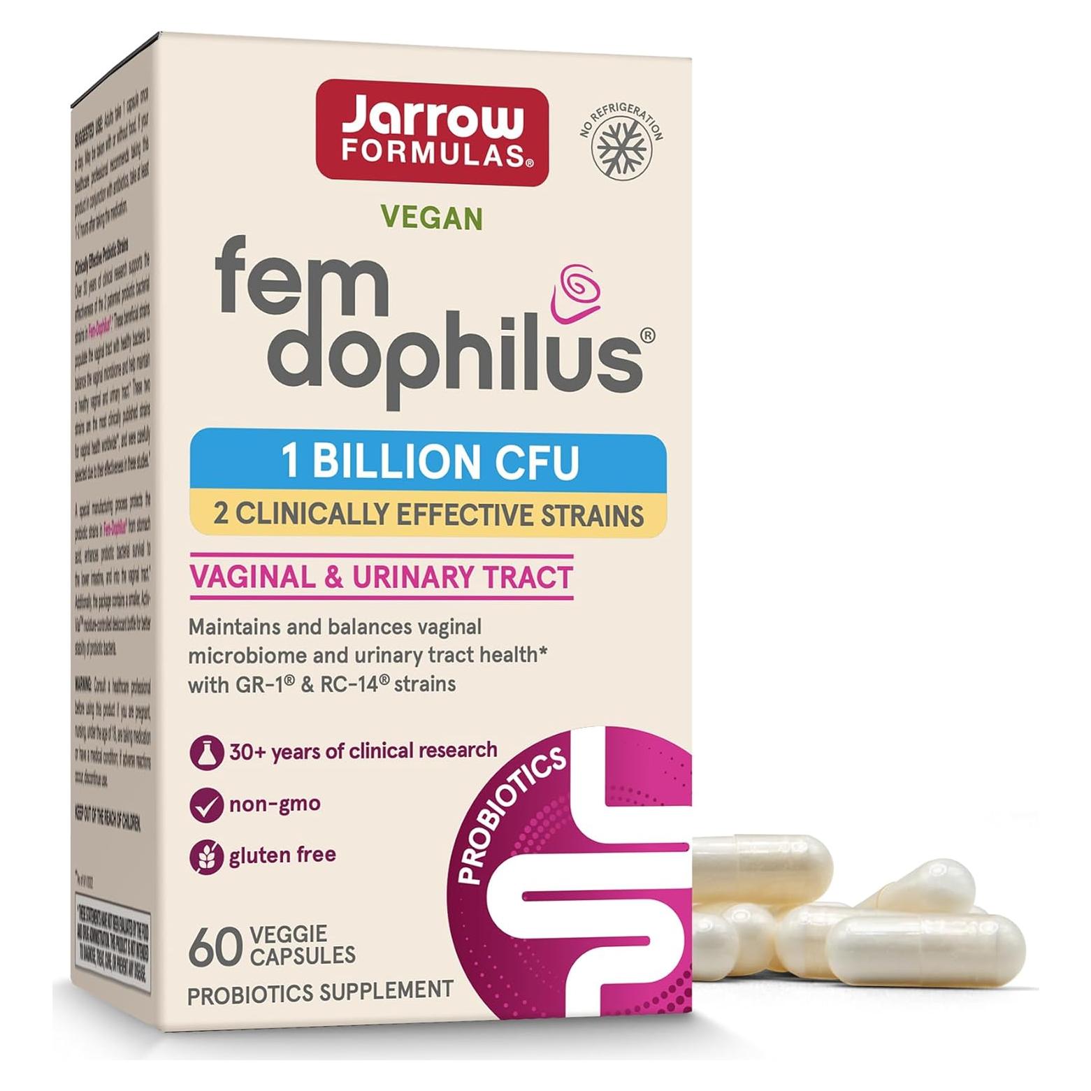 Probioticos Vaginales Jarrow Formulas Fem-Dophilus 60 Cápsulas
