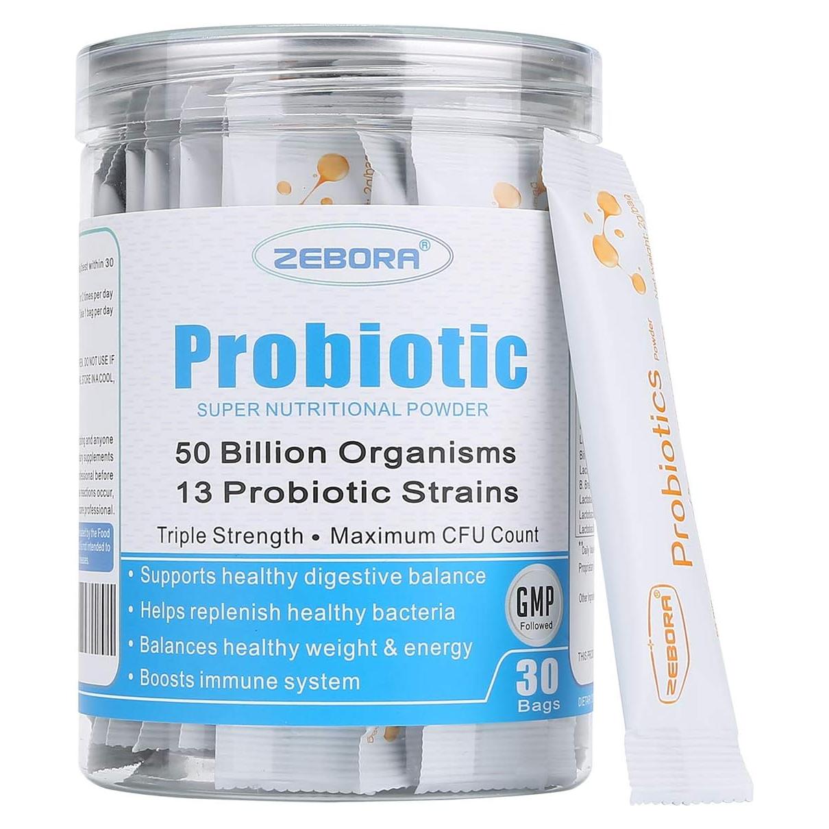 Probioticos en Polvo ZEBORA 30 Paquetes 50 Mil Millones UFC