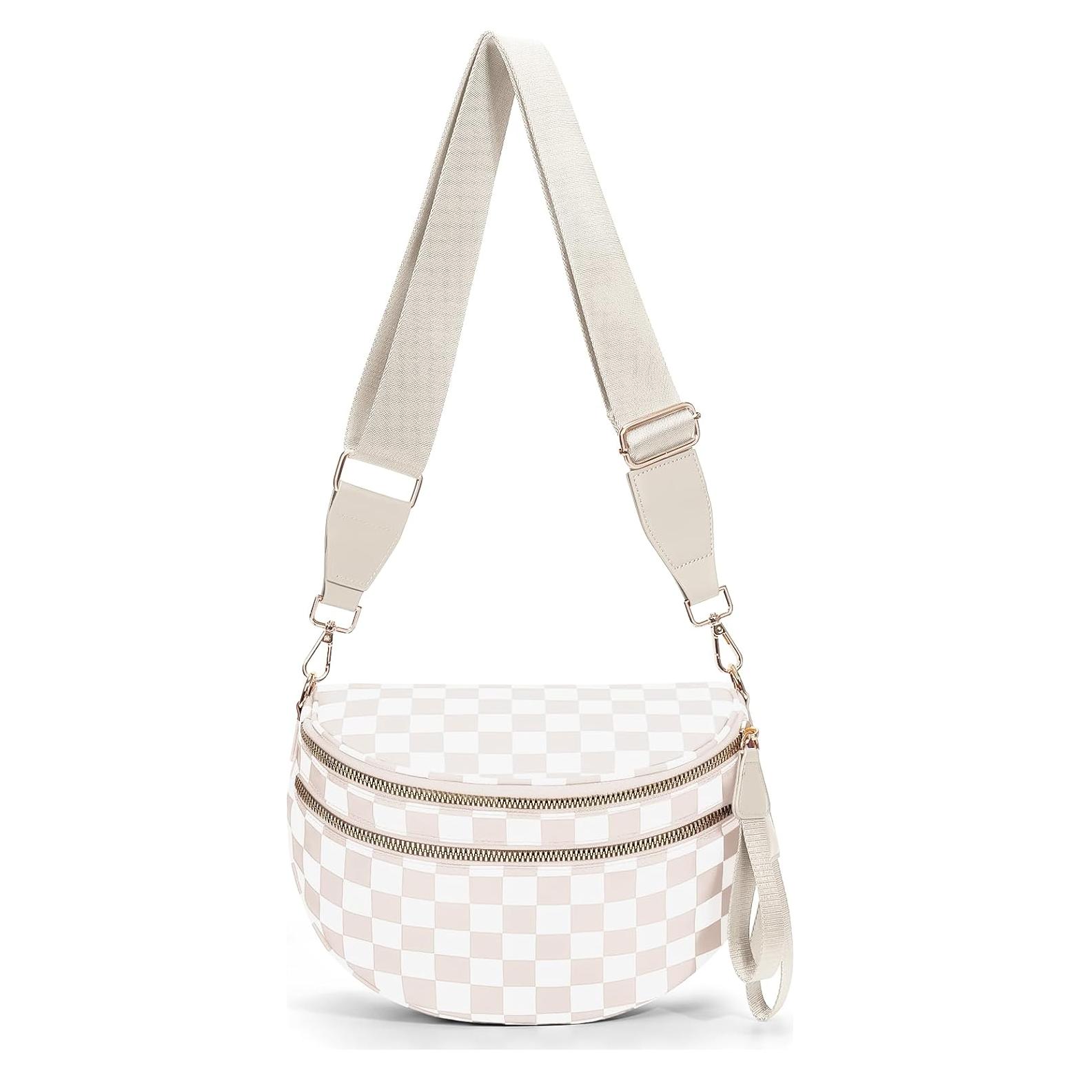 Bolsa de Cadera a Cuadros para Mujeres Nylon 28x14x13.5cm