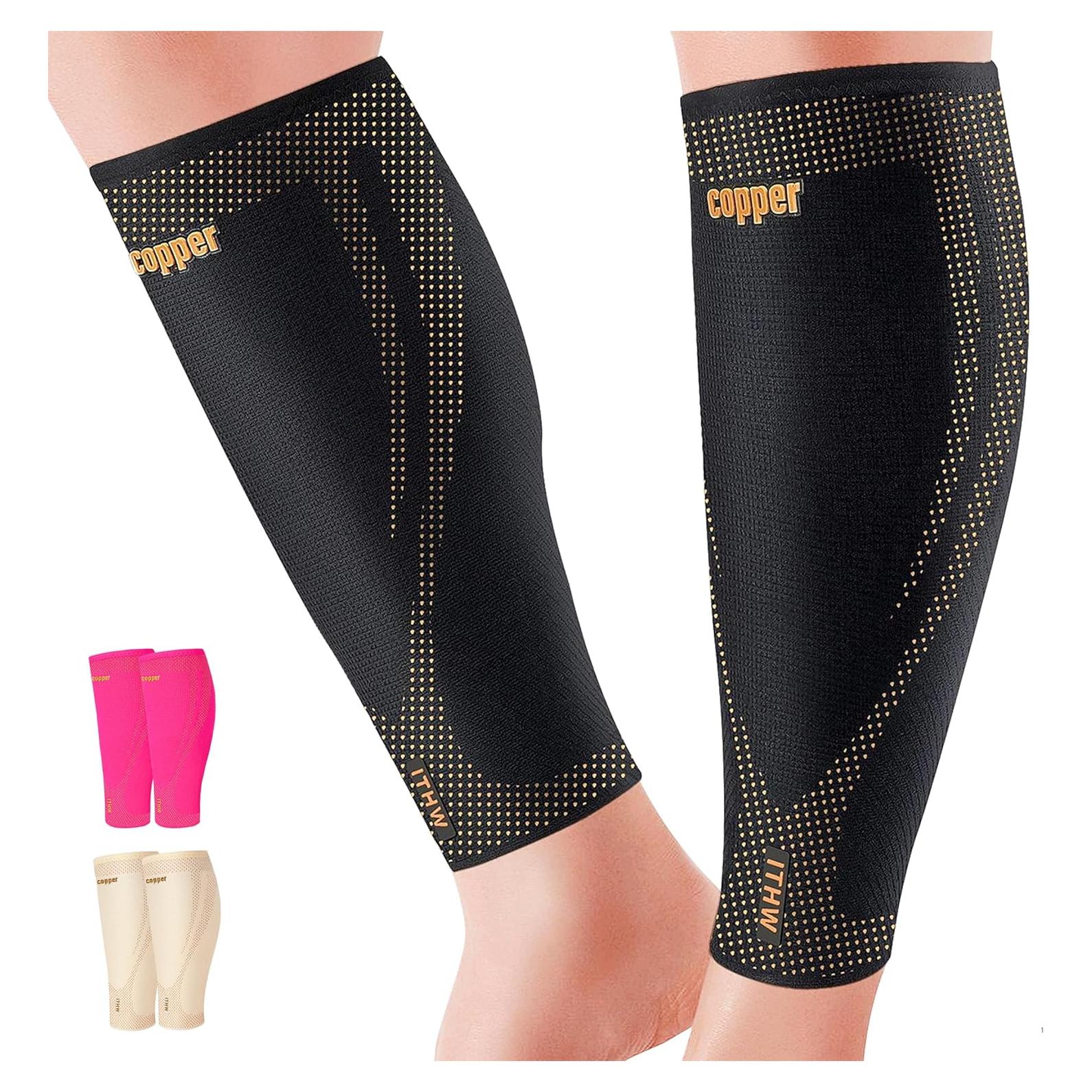 Manguitos de Compresión de Cobre ITHW Unisex - Alivio Dolor Pantorrilla