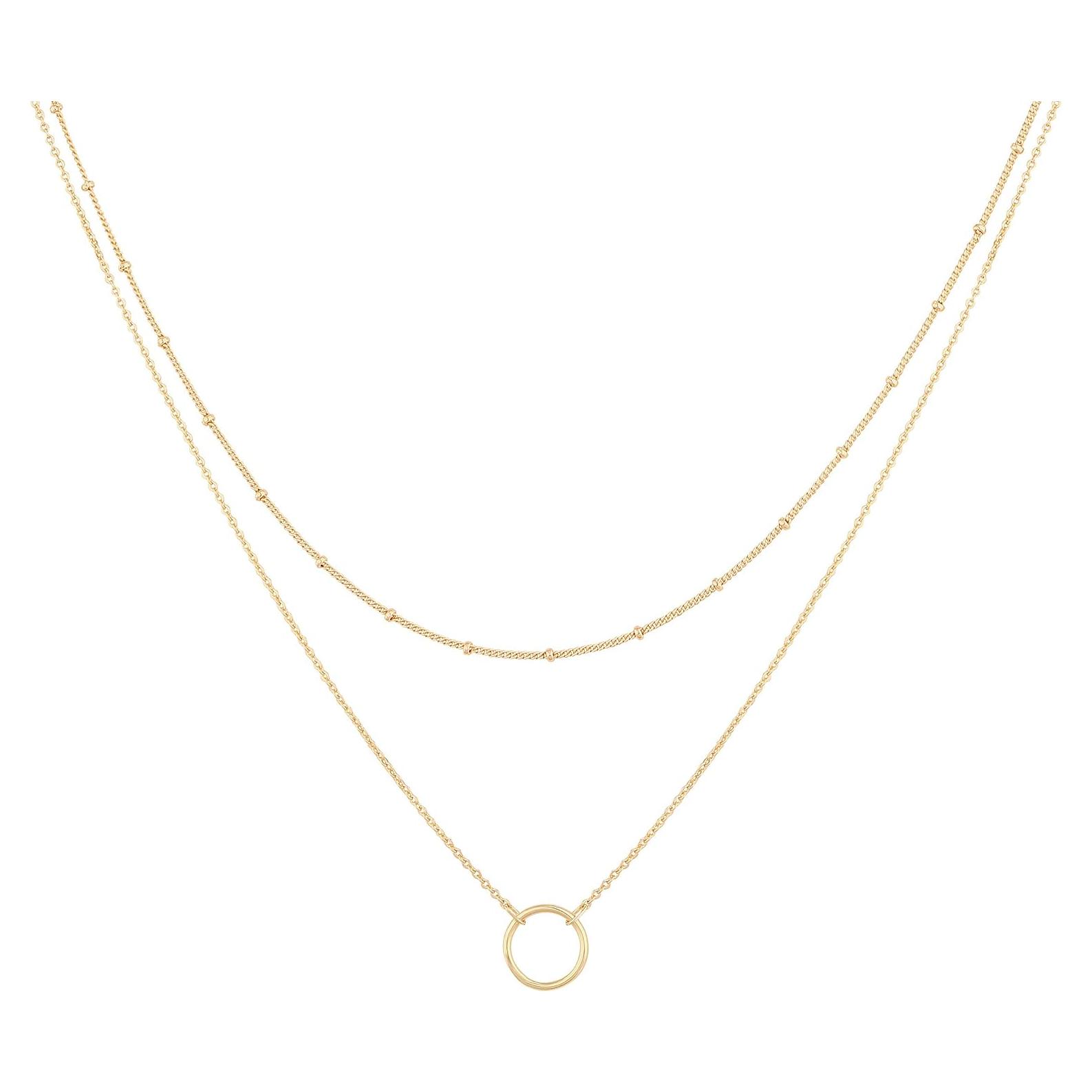 Collar Colgante en Capas MEVECCO Baño Oro 18k para Mujeres
