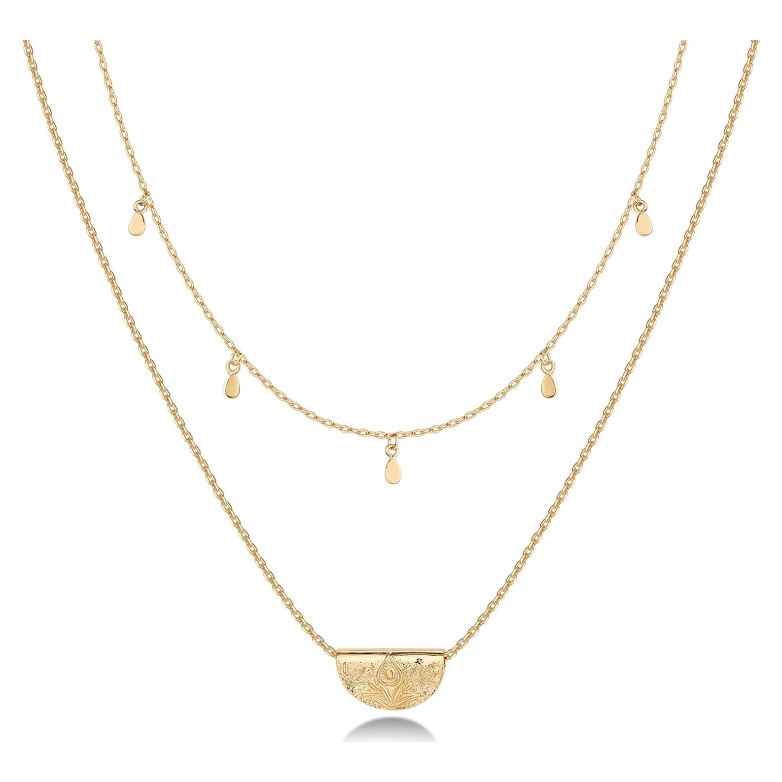 Collar en capas PAVOI oro 14K minimalista para mujeres