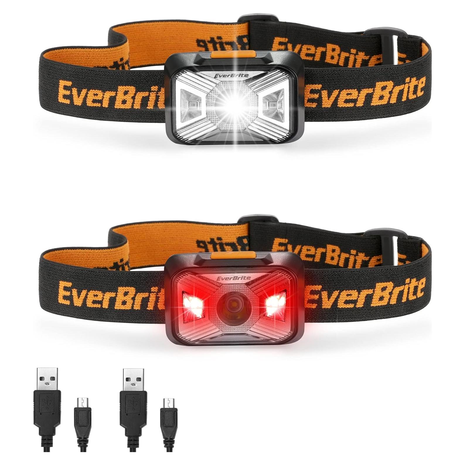 Linterna Frontal Recargable EverBrite LED 250 Lúmenes 2 Pzs