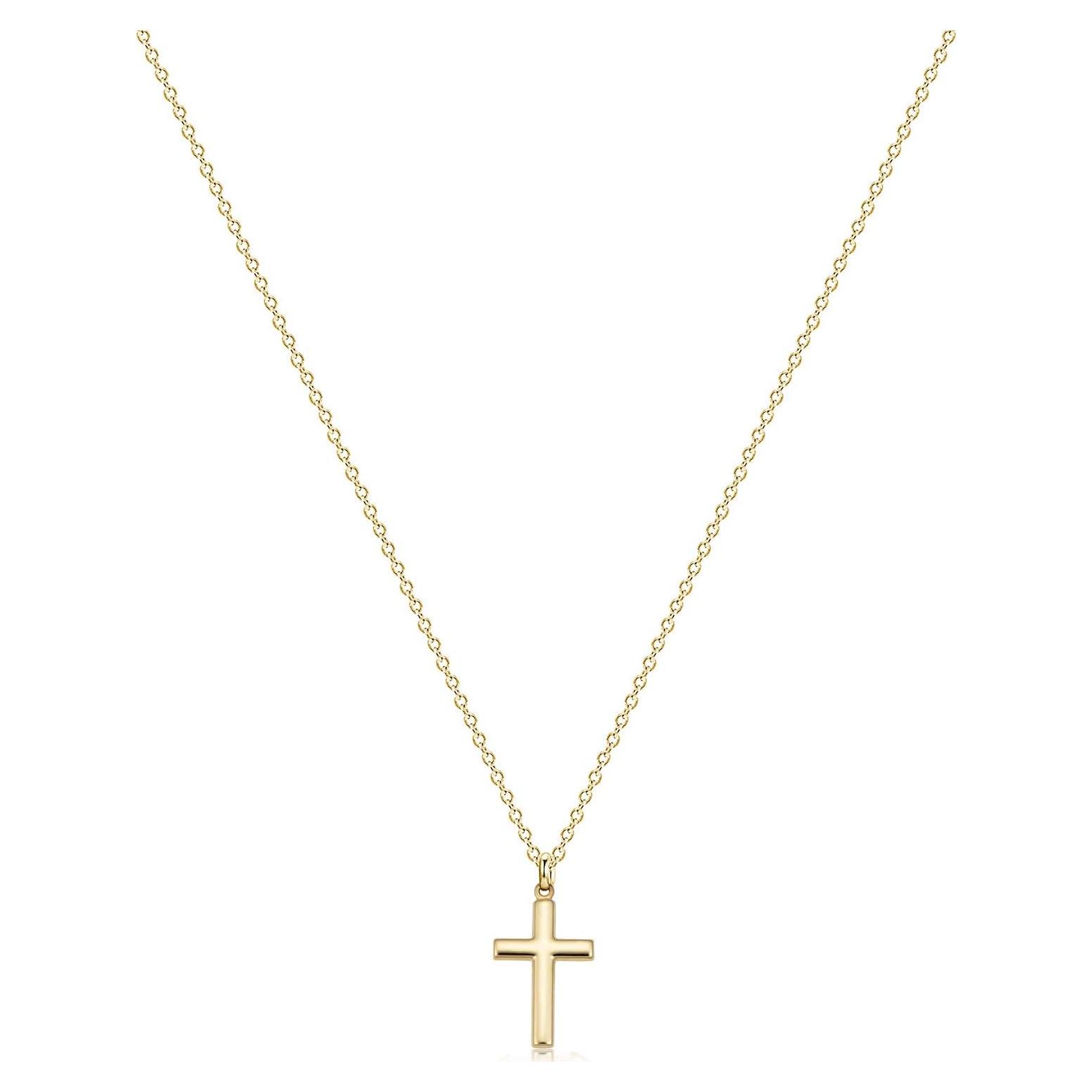 Collar Cruz Fettero 14K Chapado Oro Minimalista 48 cm